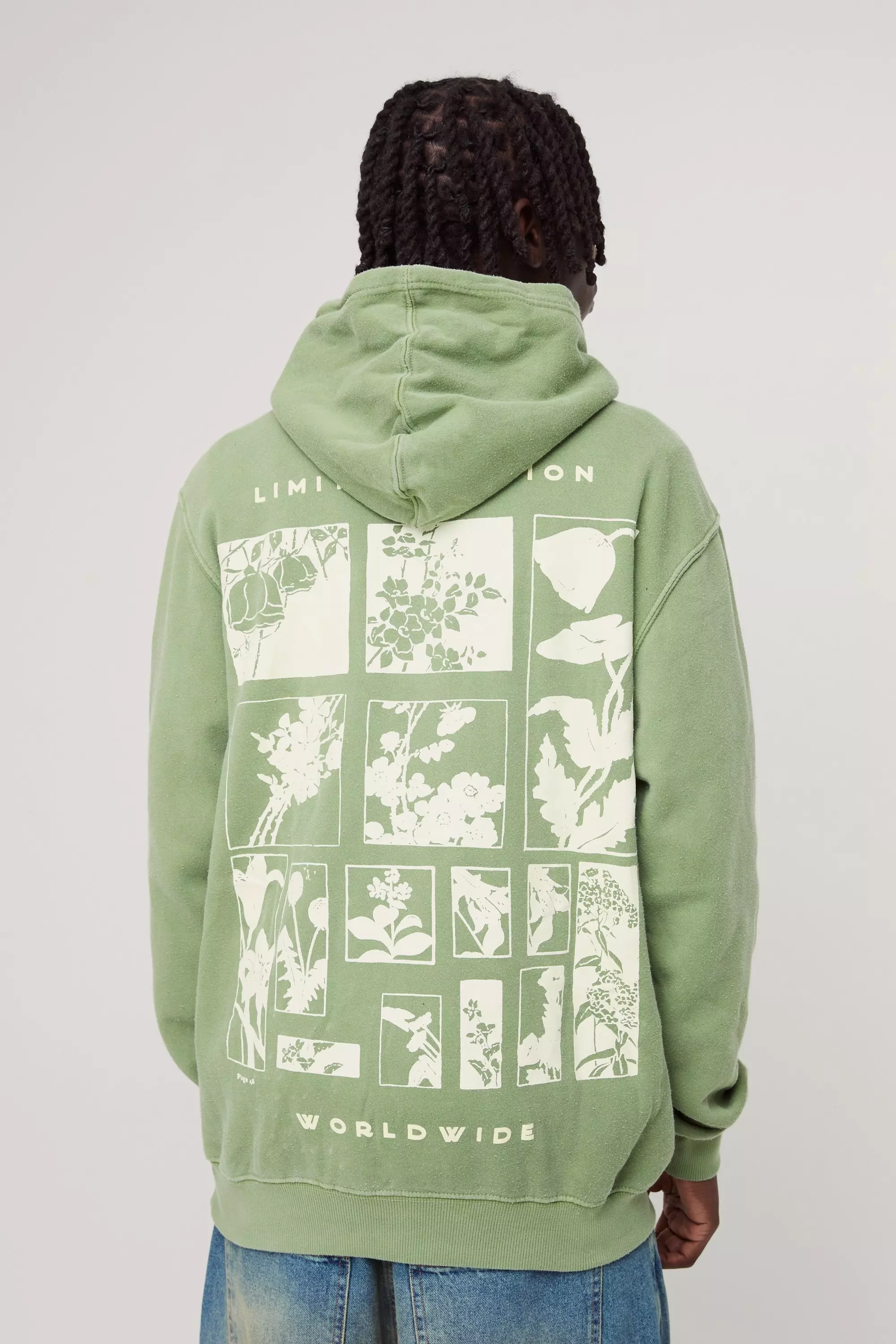 Sweat à capuche délavé à imprimé - Limited Edition, Olive autre image