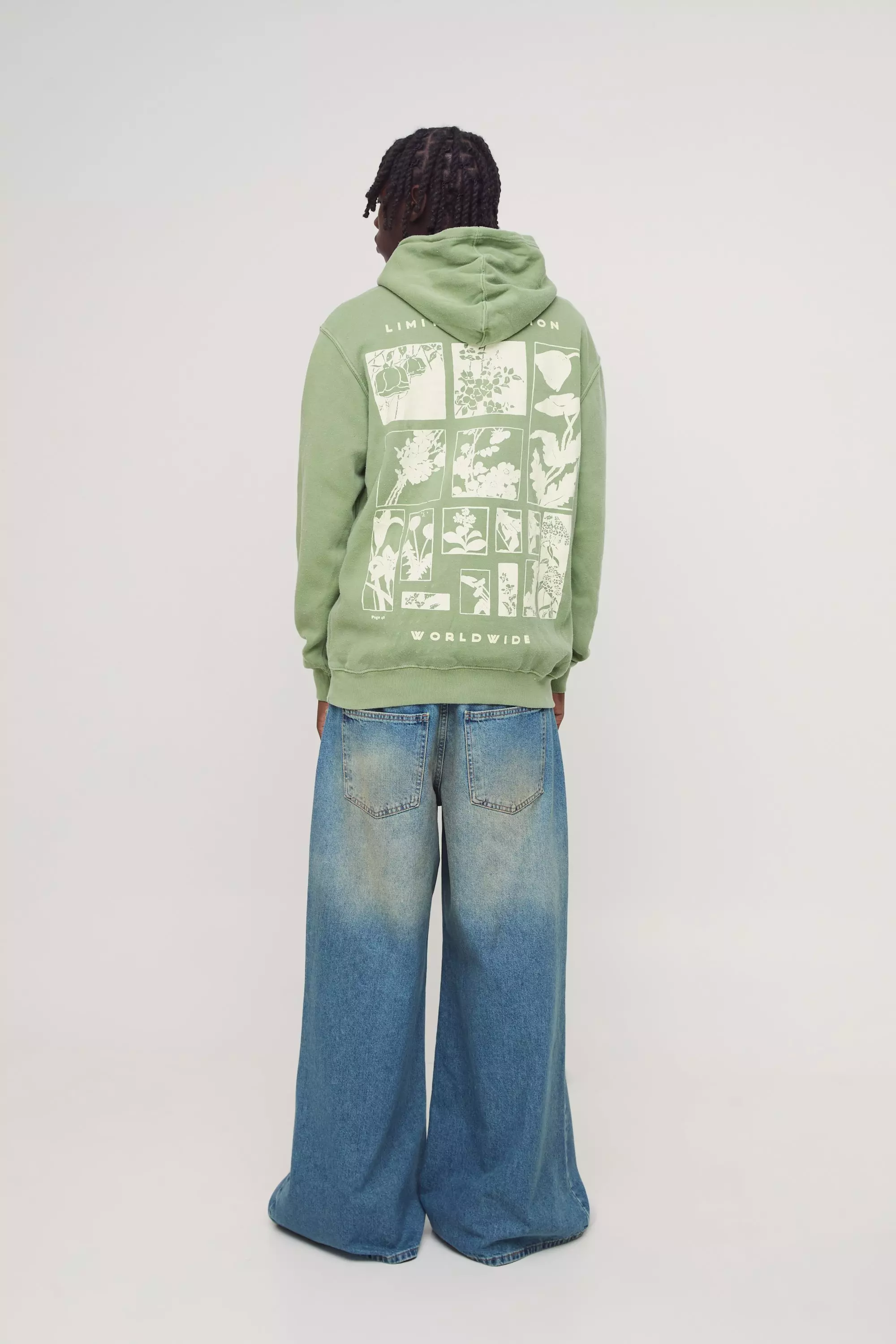 Sweat à capuche délavé à imprimé - Limited Edition, Olive autre image