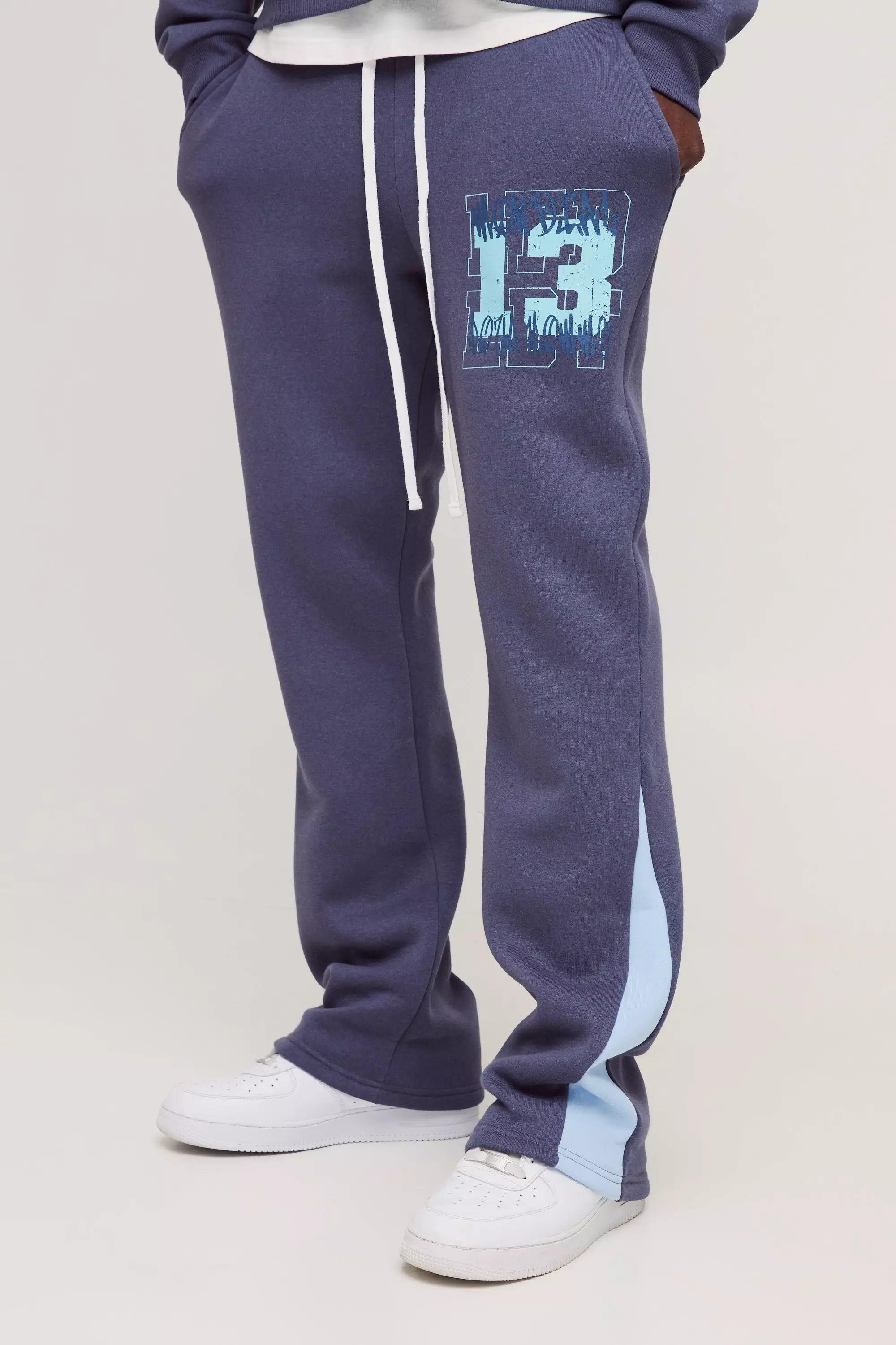 Slim Fit Graffiti 13 Varsity Gusset Sweatpants Purple