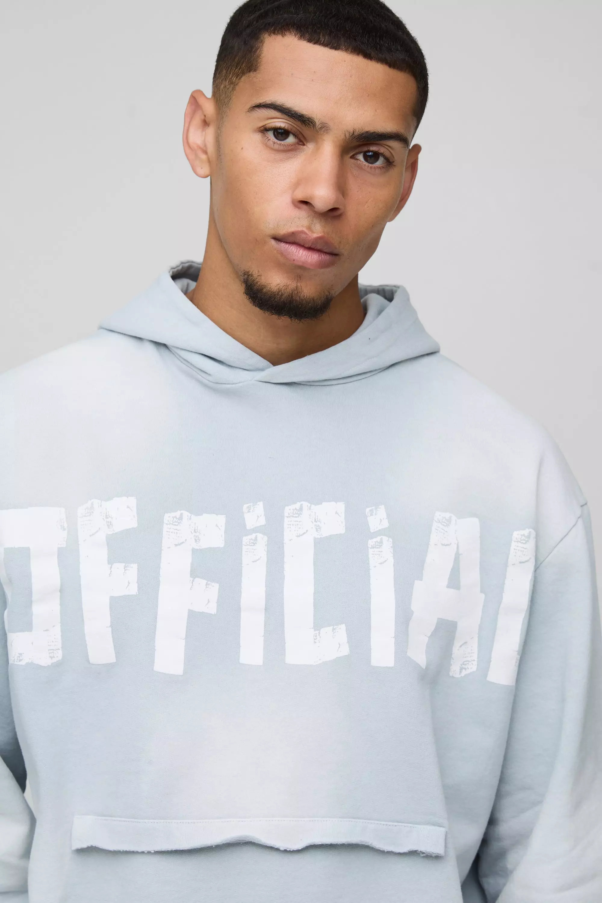 Oversized Boxy Official Distressed Pocket Hoodie | boohooMAN USA