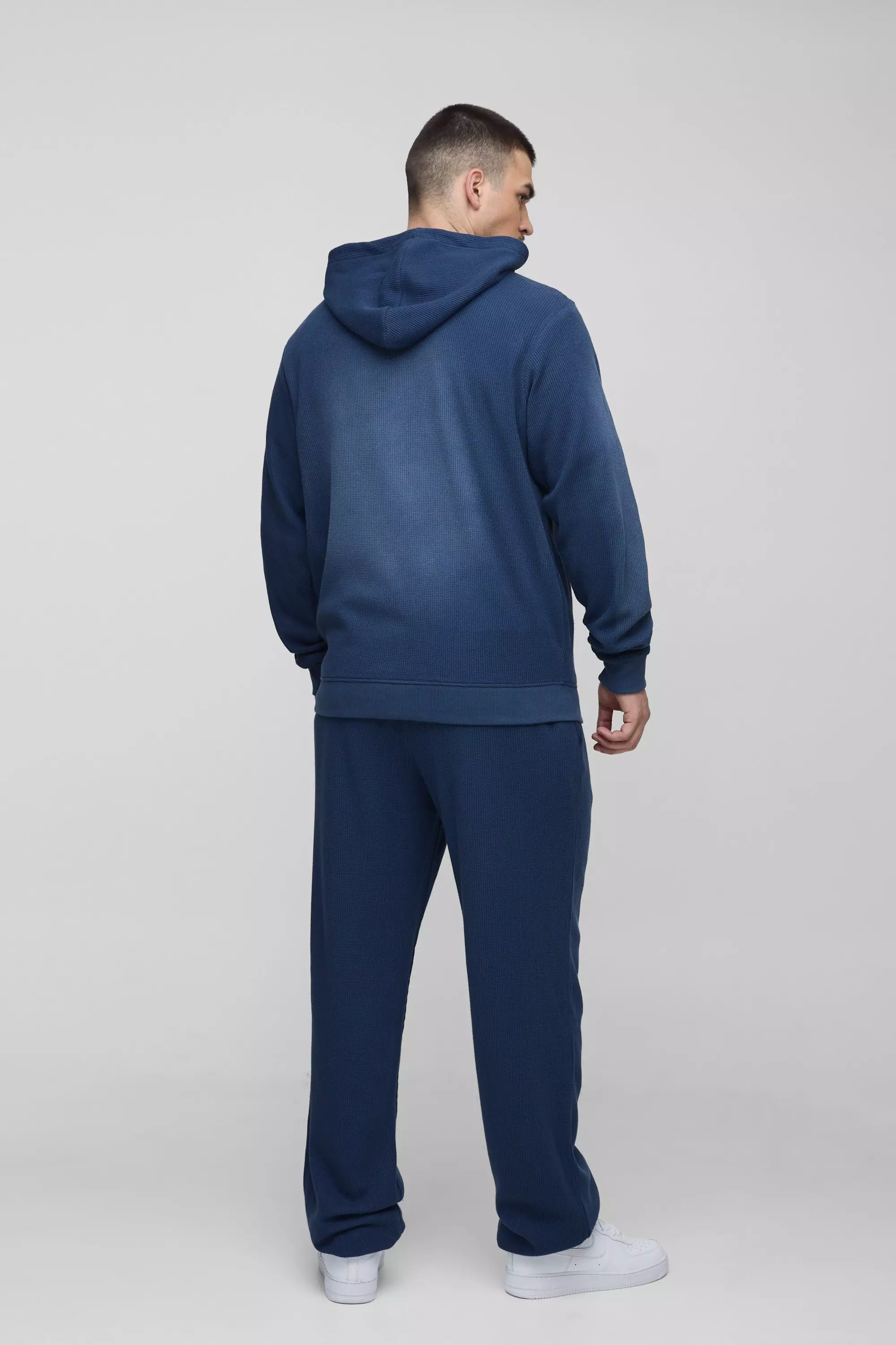 Navy Tall Spray Wash Waffle Graphic Oversized Sweatpants alternative image