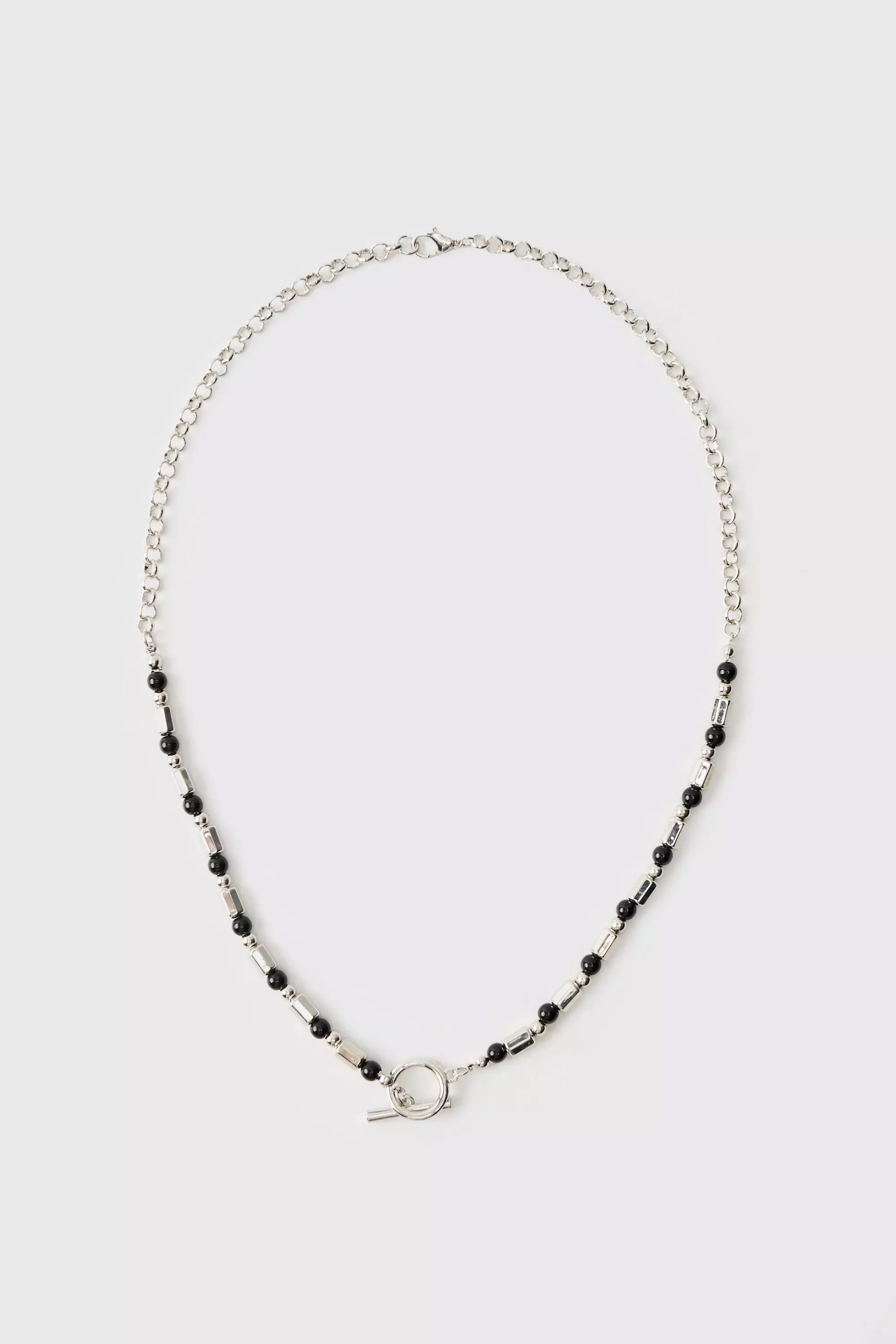 Silver Pearl Necklace with Hardware White