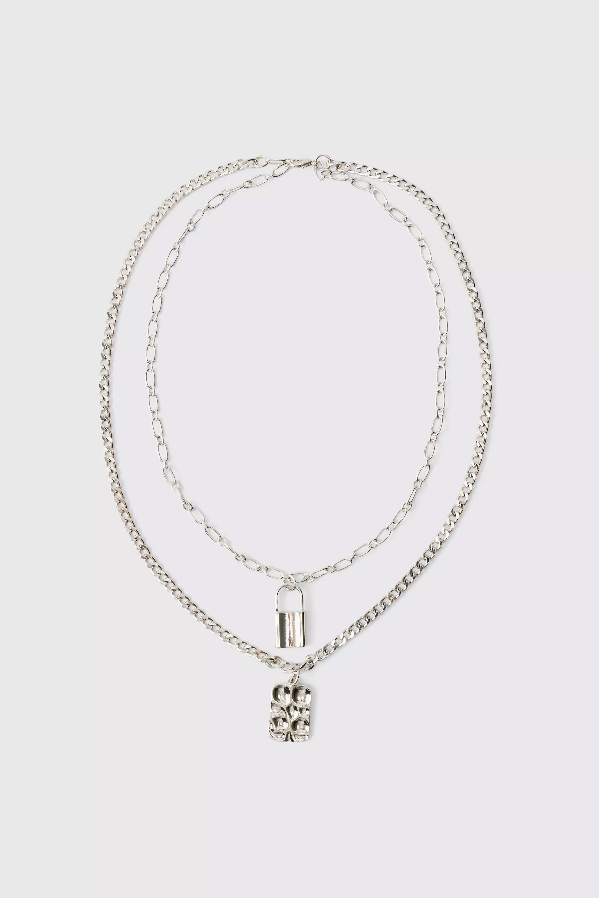 Collana A Più Fili Con Lucchetto, Silver immagine alternativa