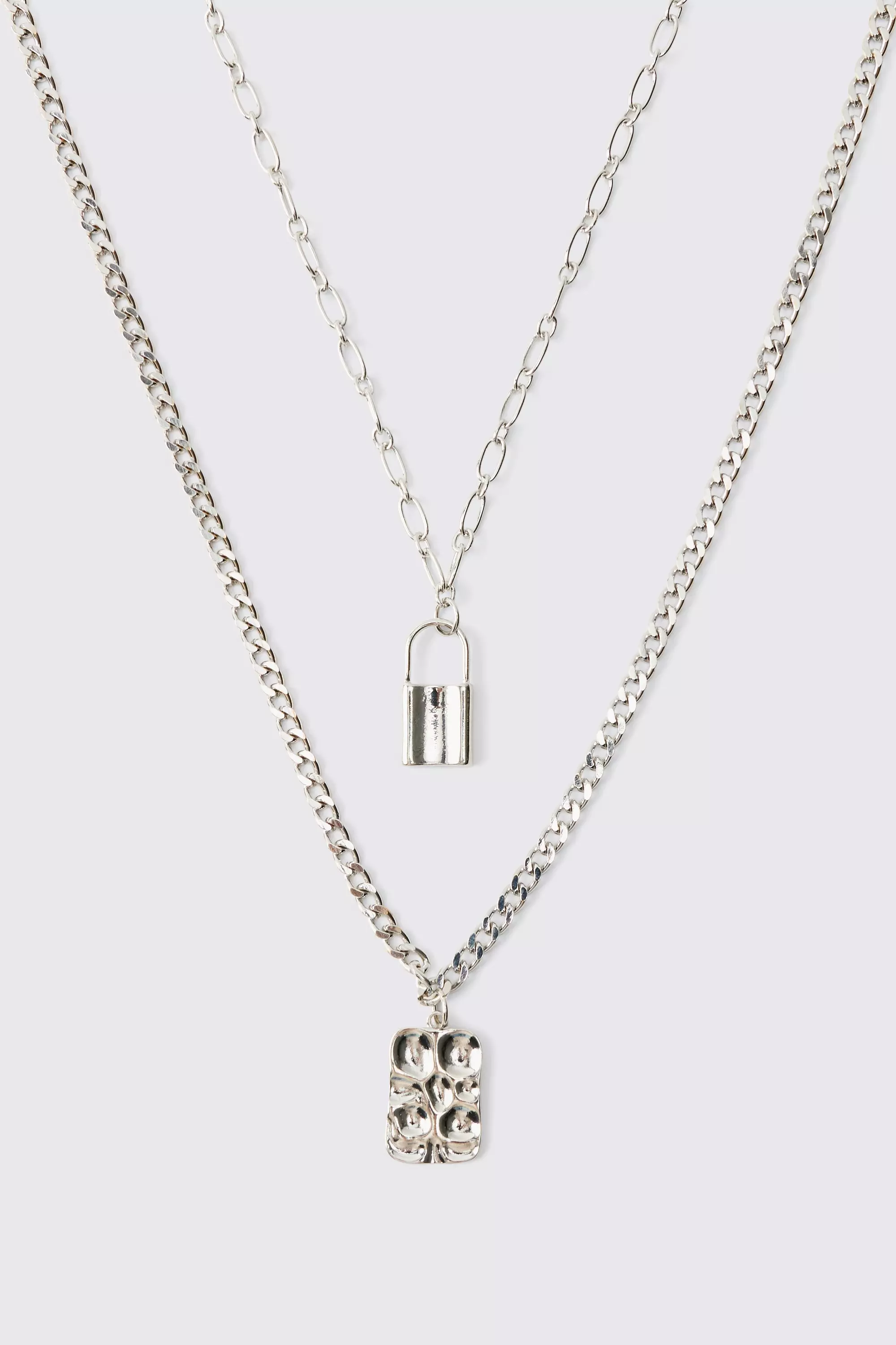 Collana A Più Fili Con Lucchetto, Silver immagine alternativa