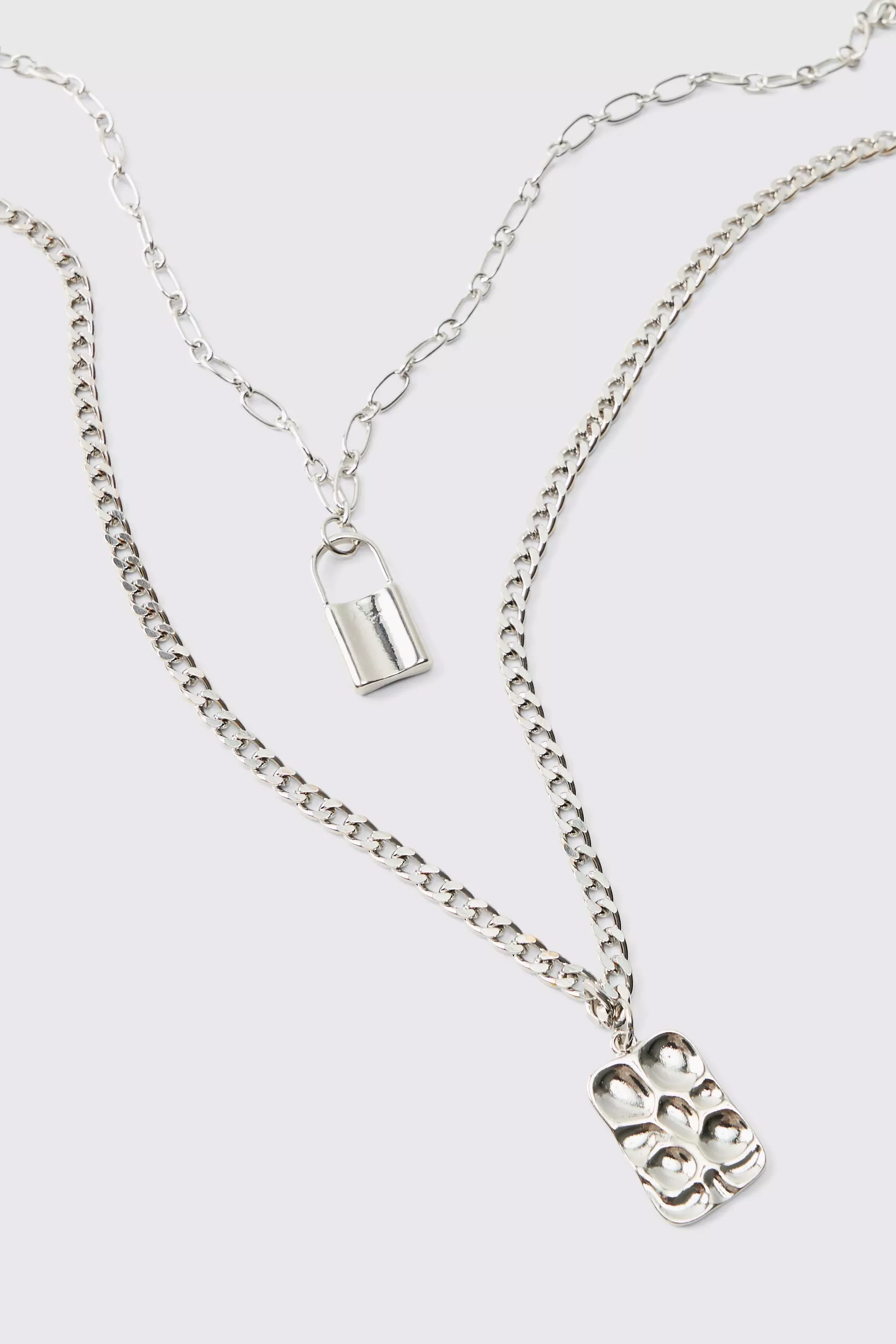 Collana A Più Fili Con Lucchetto, Silver immagine alternativa