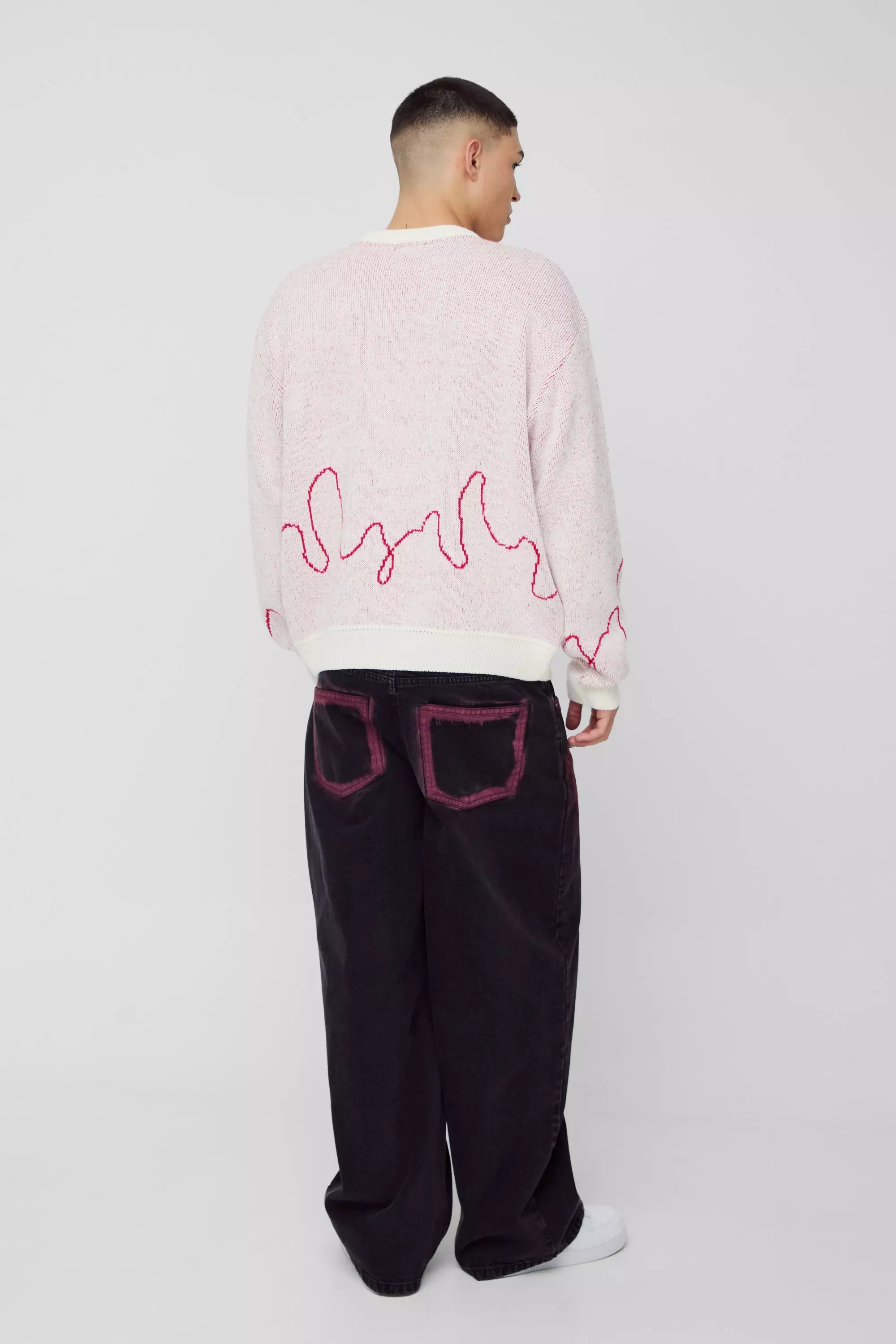 White Oversized Boxy Lover Textured Knitted Jumper alternative image