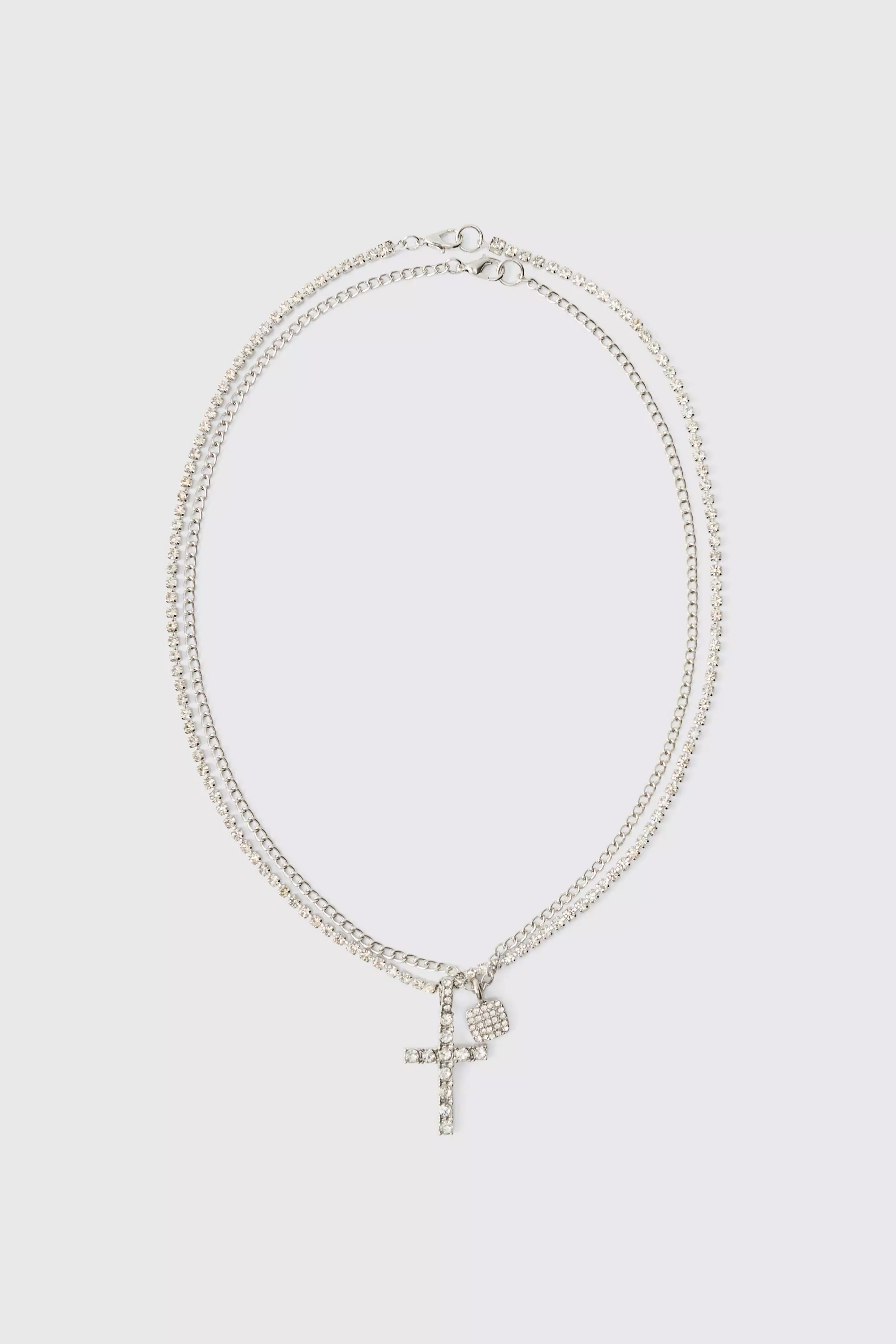 Collier superposé à chaînes croisées, Silver autre image