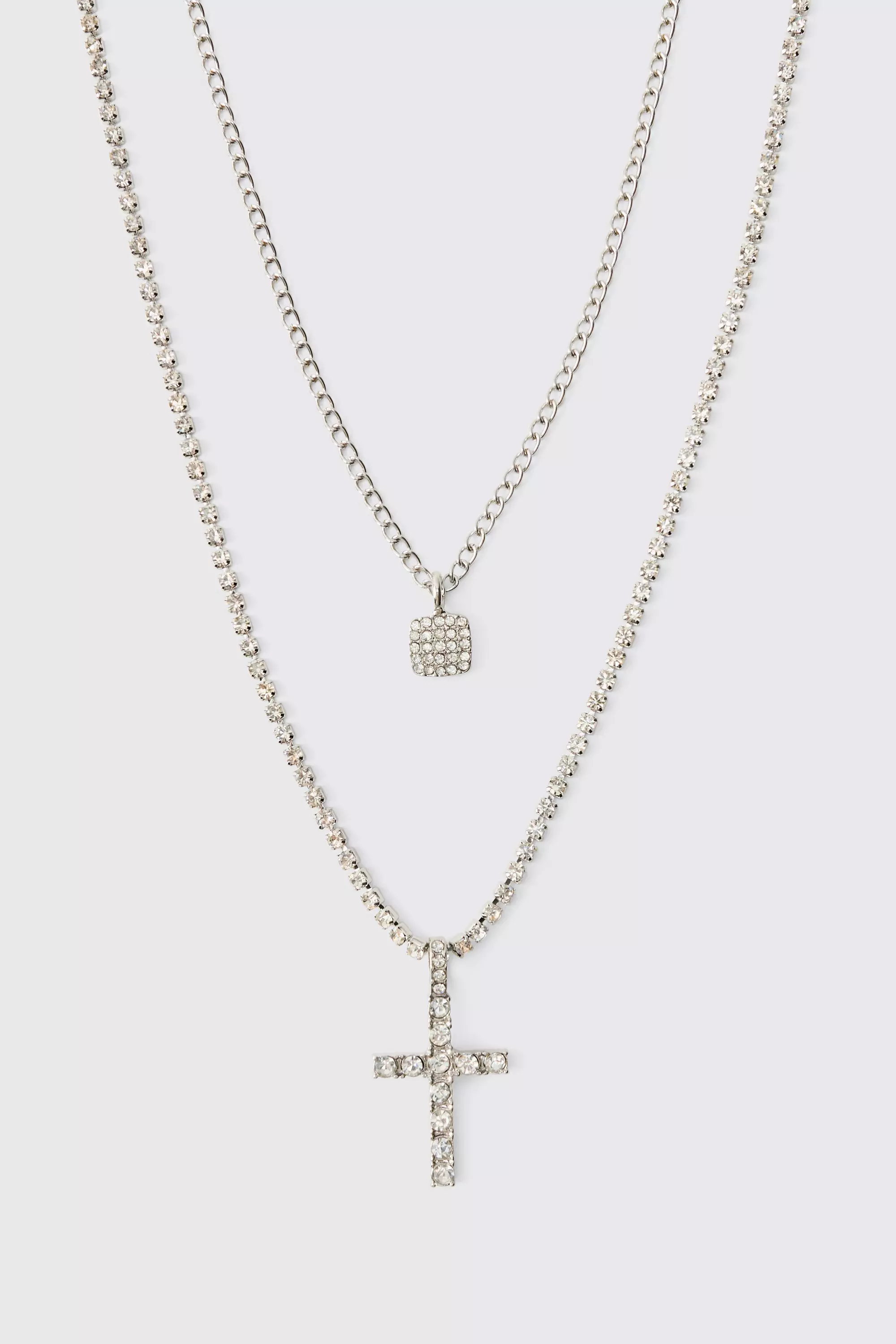 Collier superposé à chaînes croisées, Silver autre image