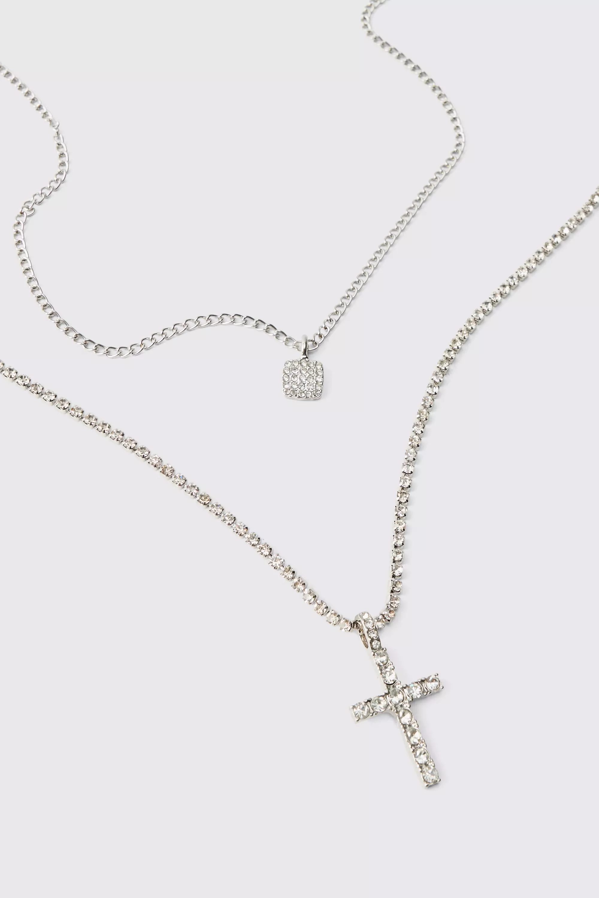 Collier superposé à chaînes croisées, Silver autre image