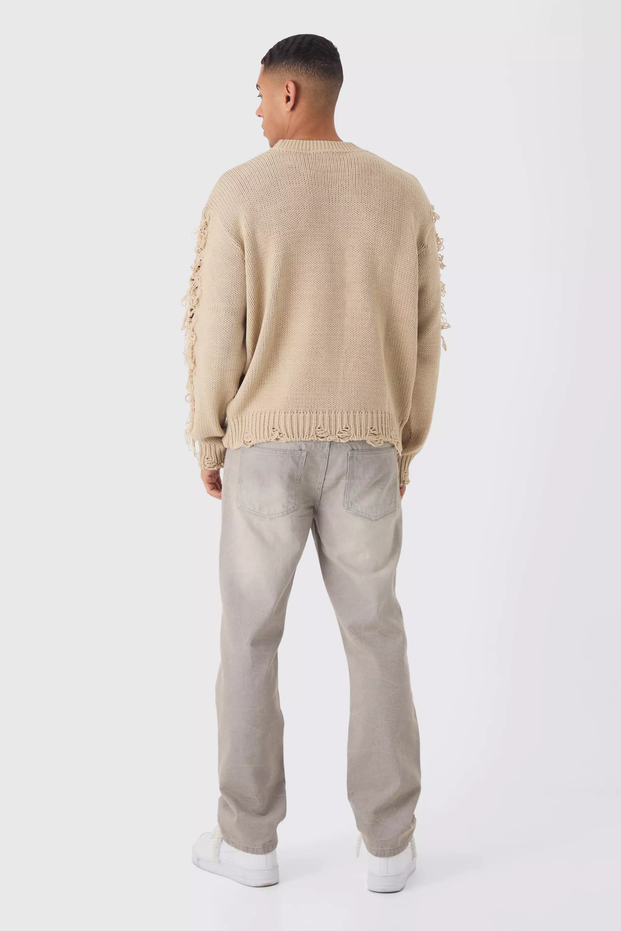 Oversize Pullover mit ausgefranstem Ärmeln, Stone alternatives Bild
