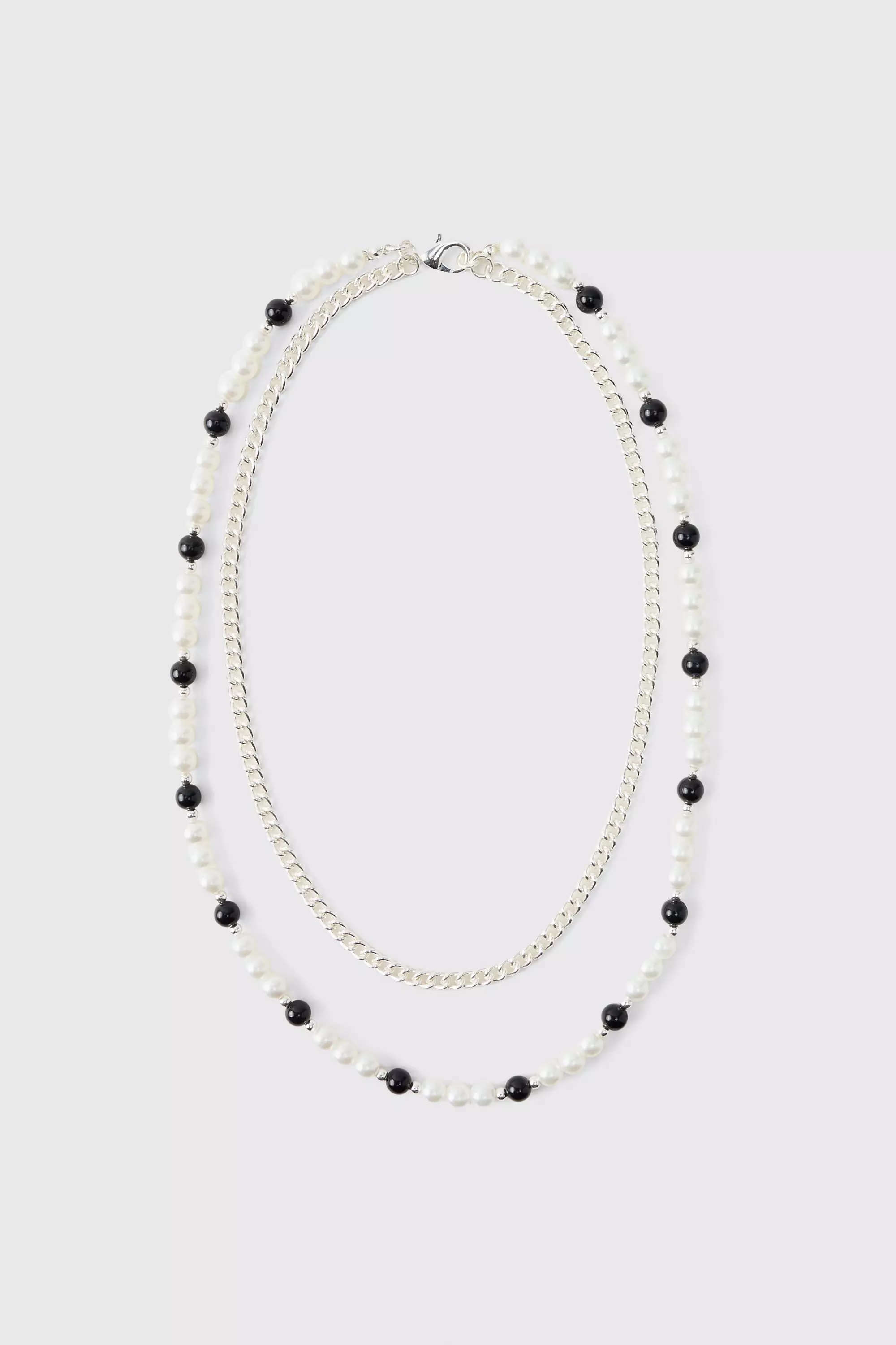 Layered Pearl Necklace White