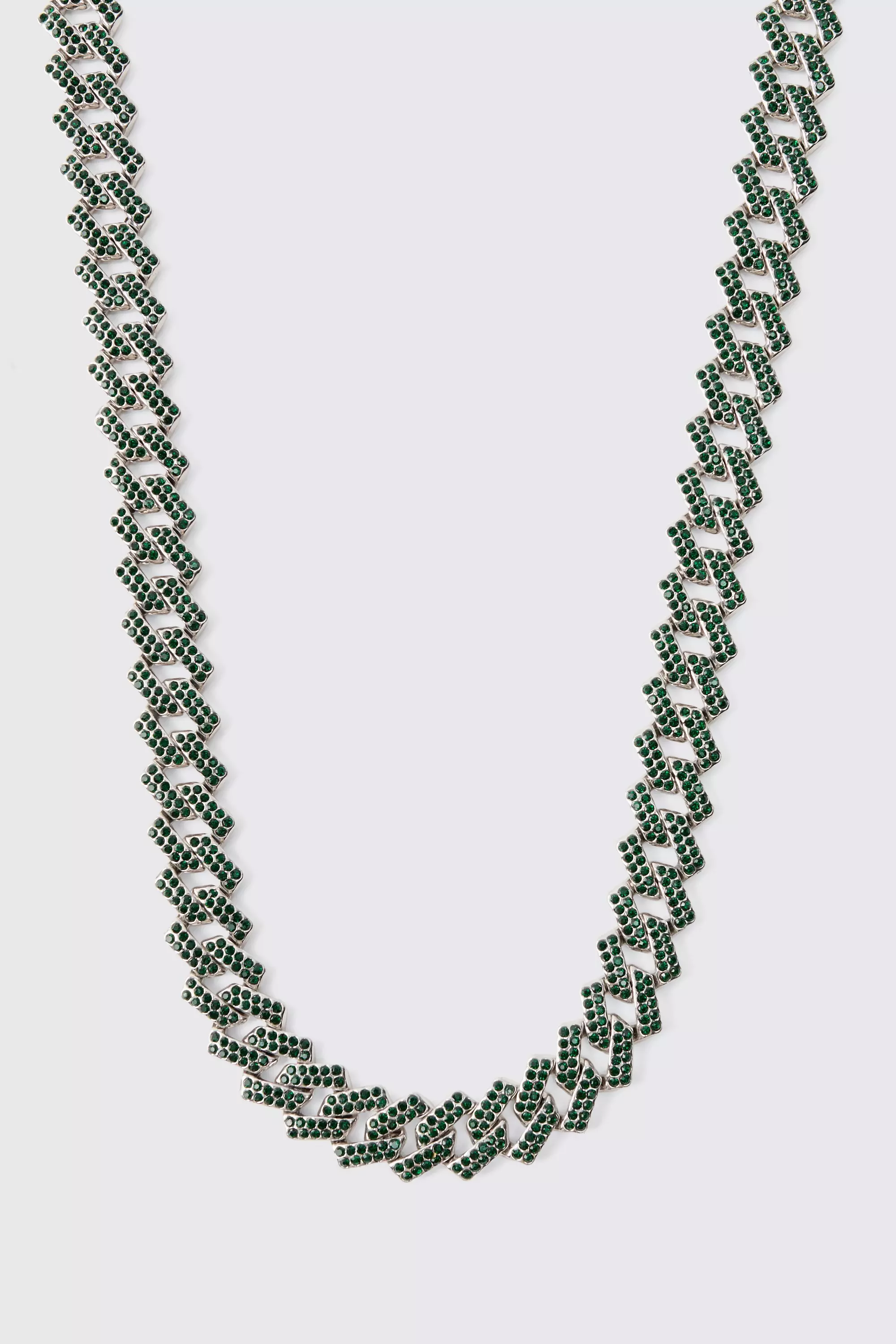Green Iced Prong Cuban Necklace alternative image