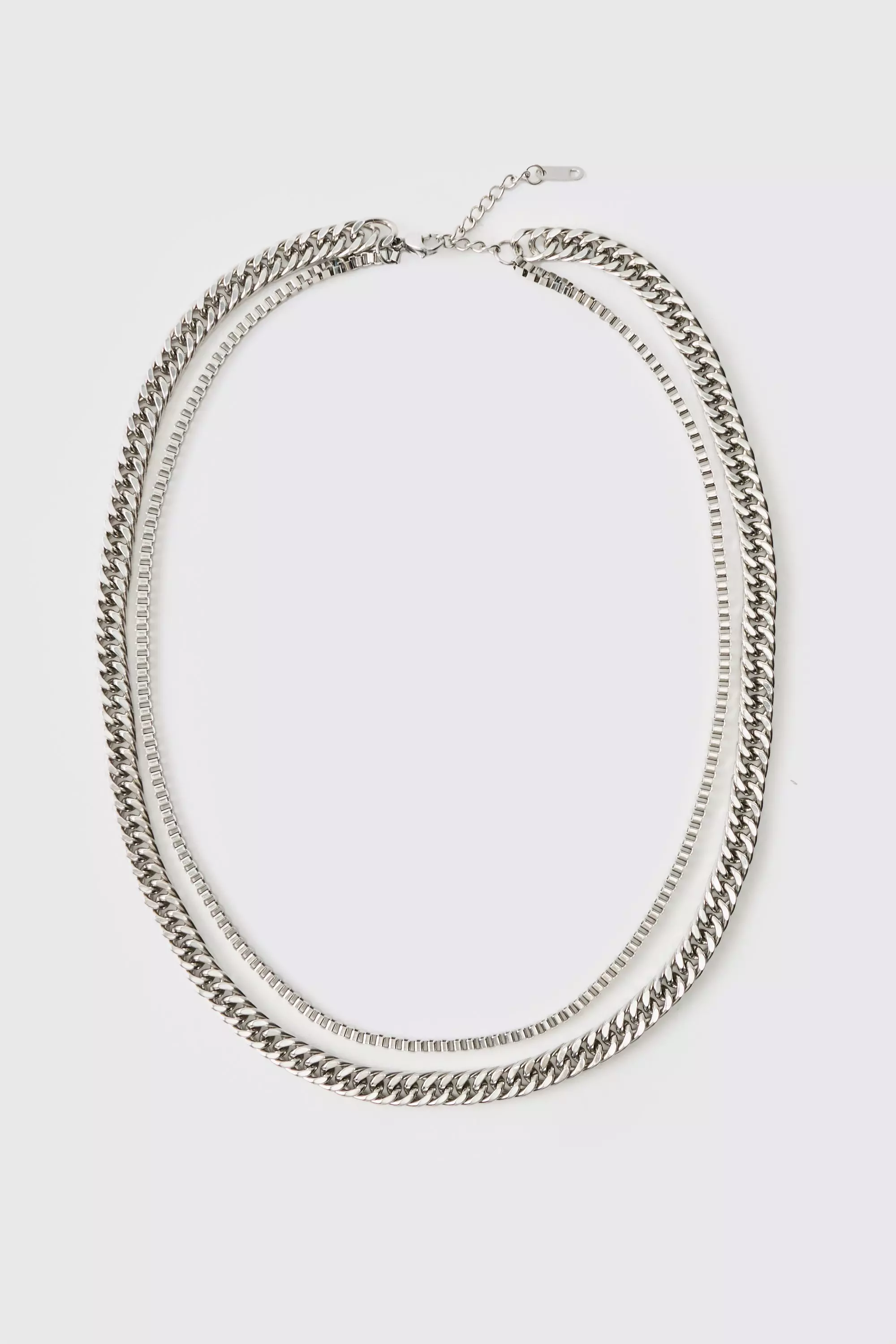 Silver Silver Layered Chain Necklace