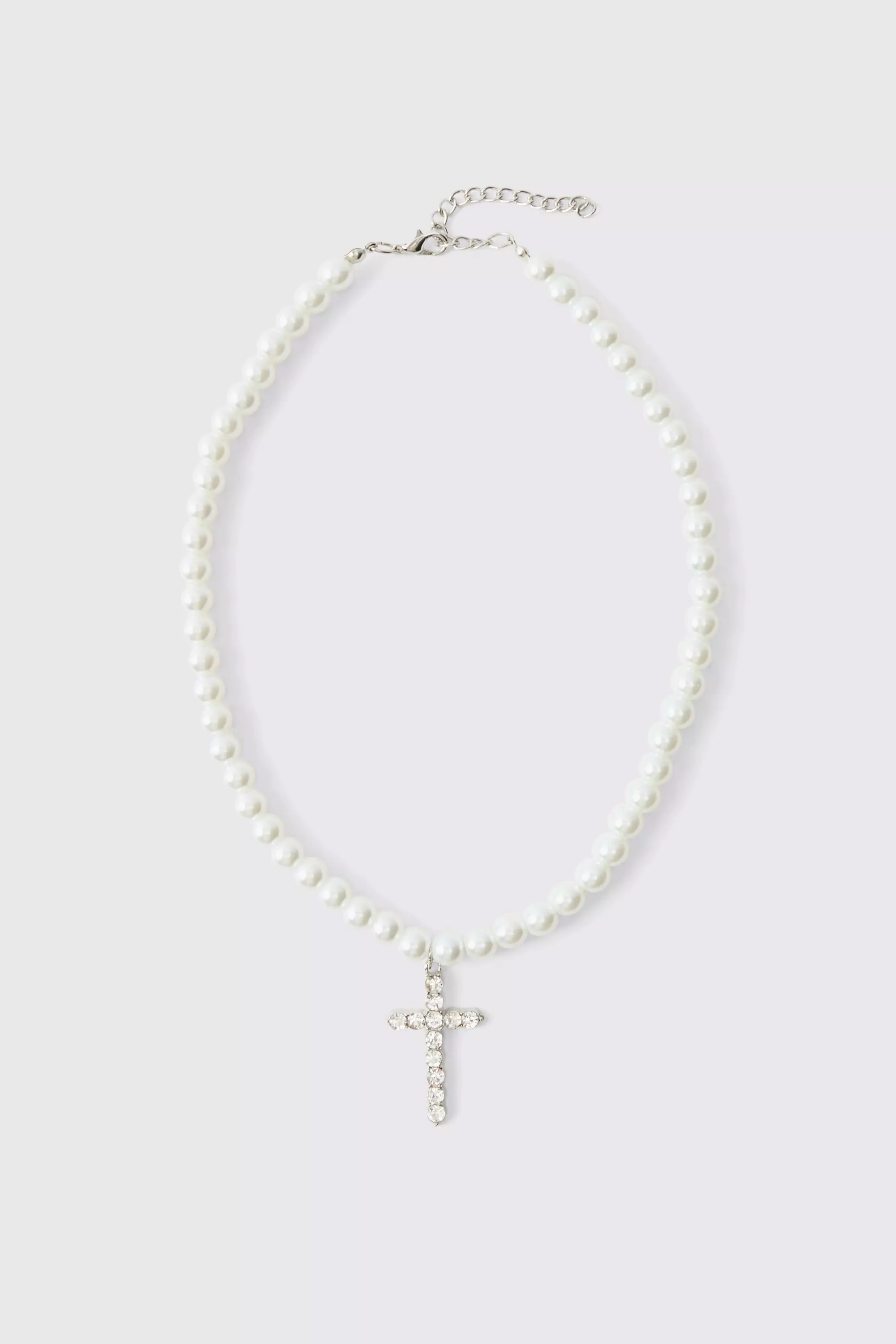 Collana Di Perle Con Croce, White immagine alternativa