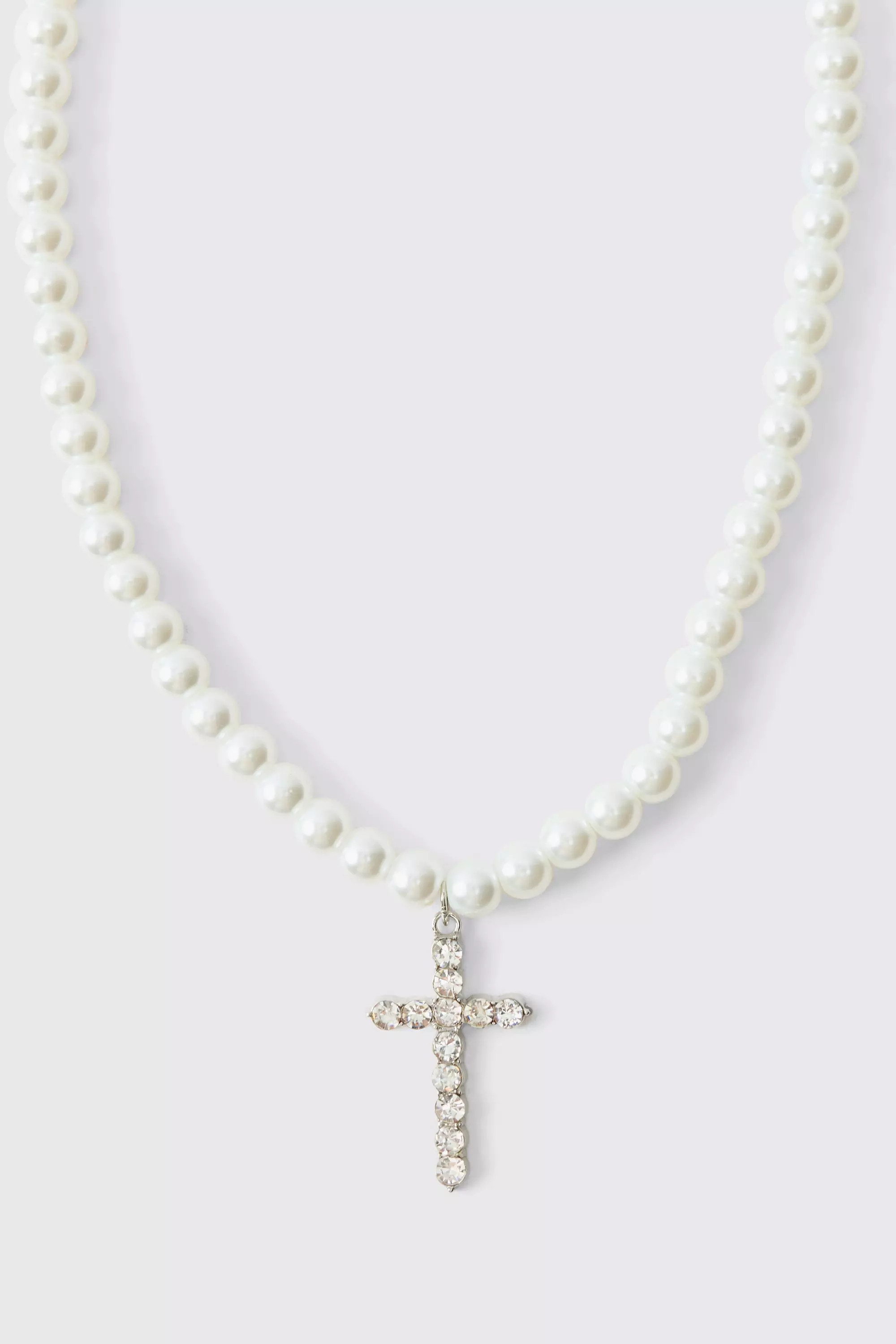 Collana Di Perle Con Croce, White immagine alternativa