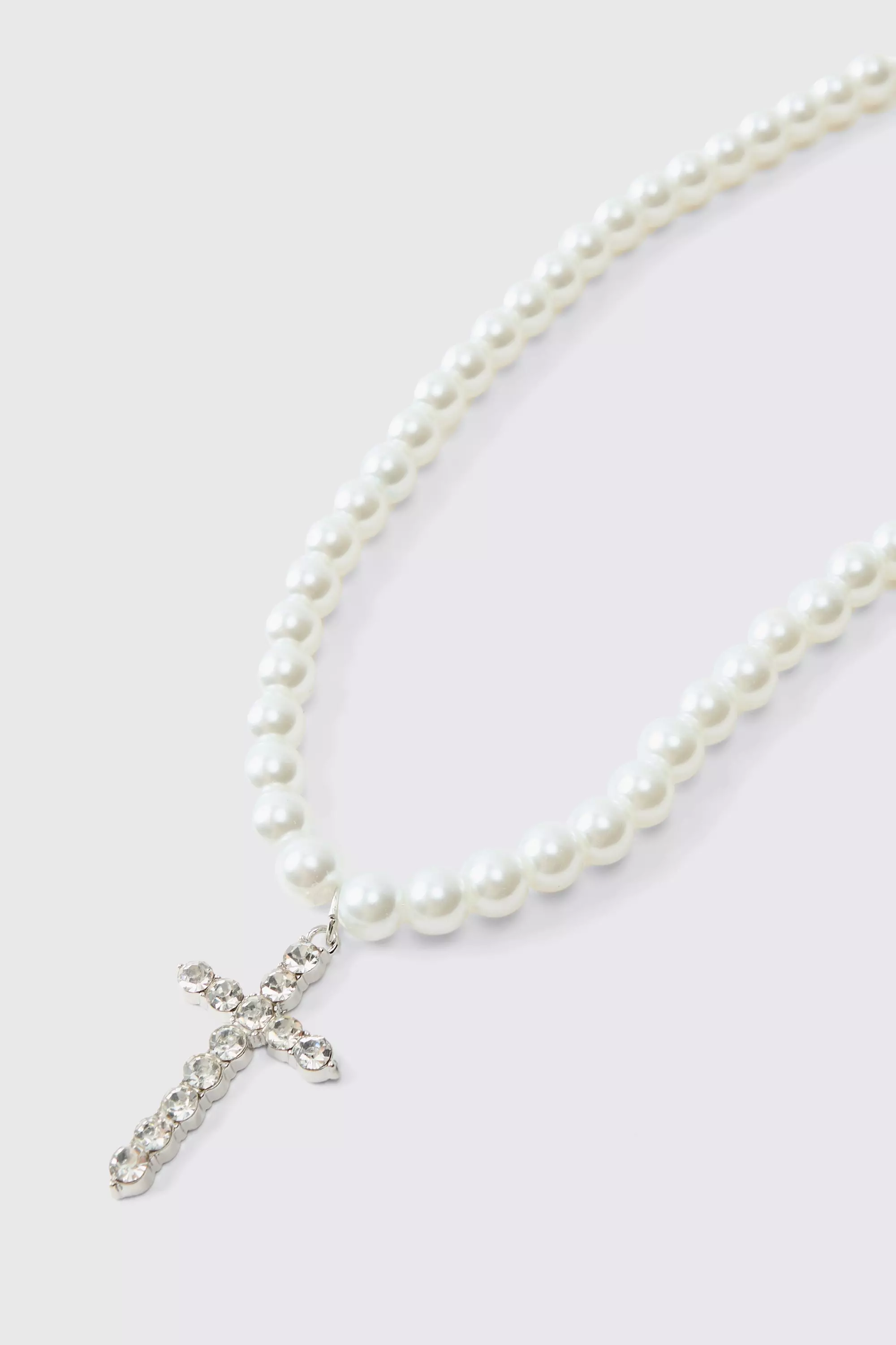 Collana Di Perle Con Croce, White immagine alternativa