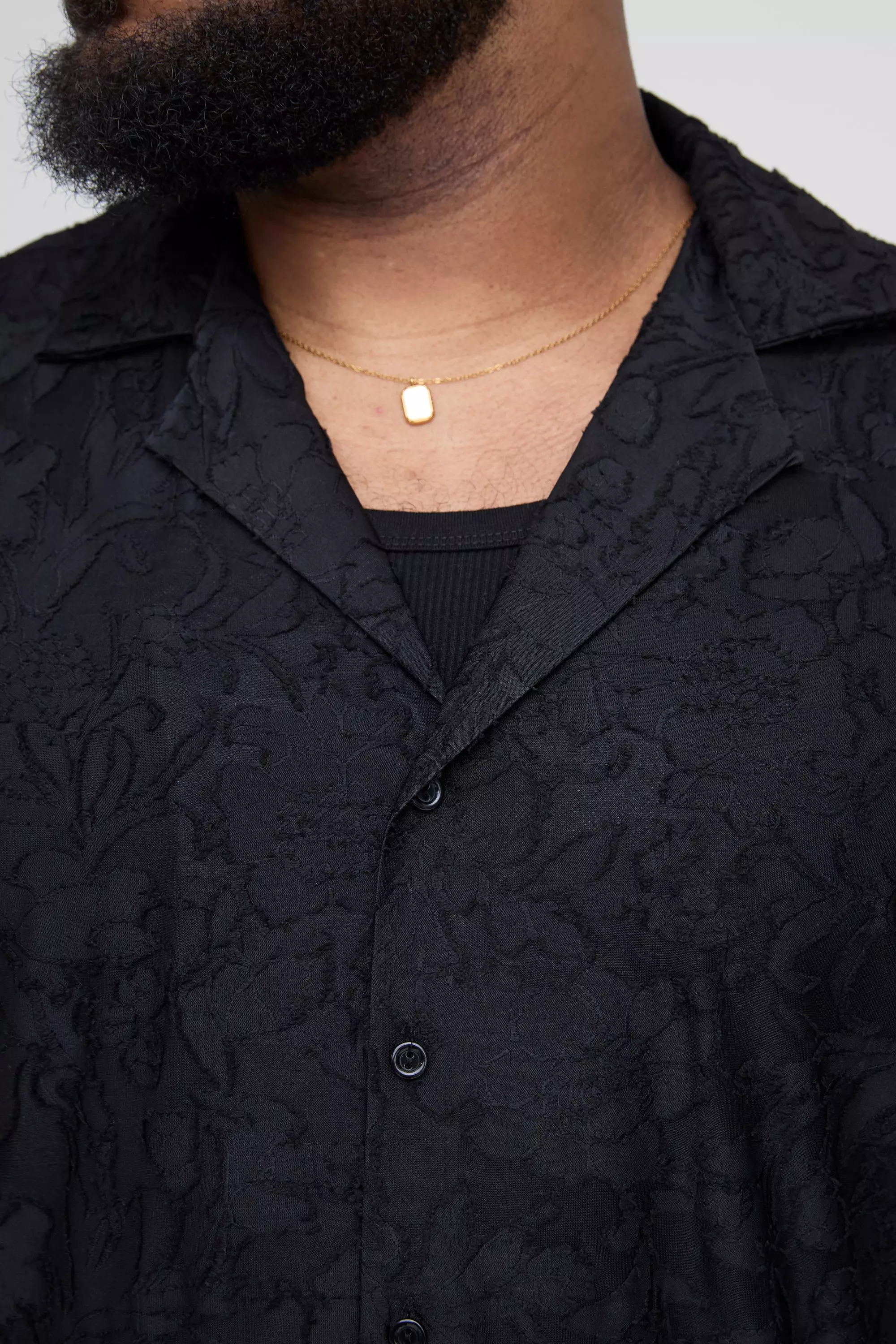 Grande taille - Chemise texturée fleurie, Black autre image