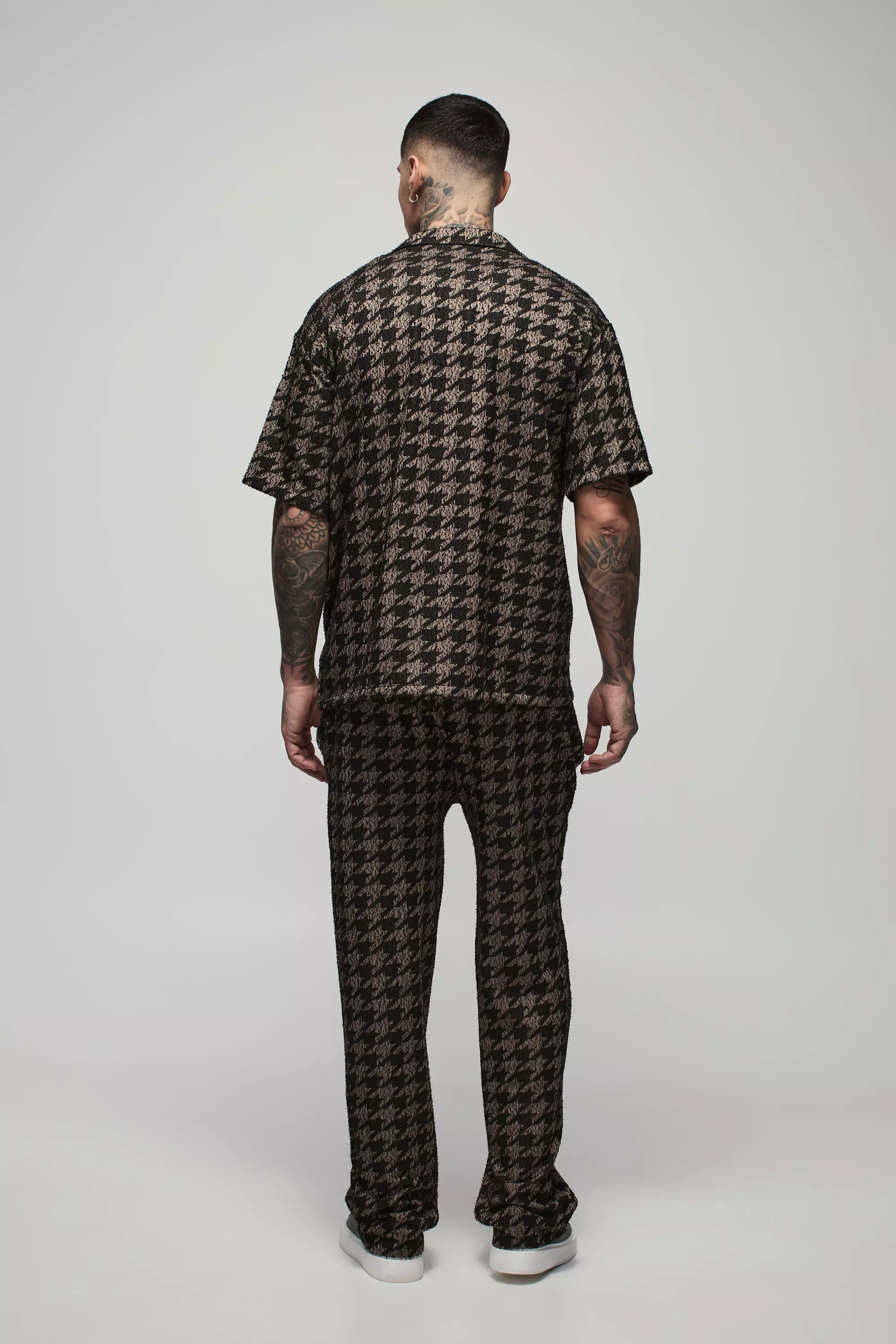 Charcoal Tall Dogtooth Boucle Relaxed Trousers alternative image