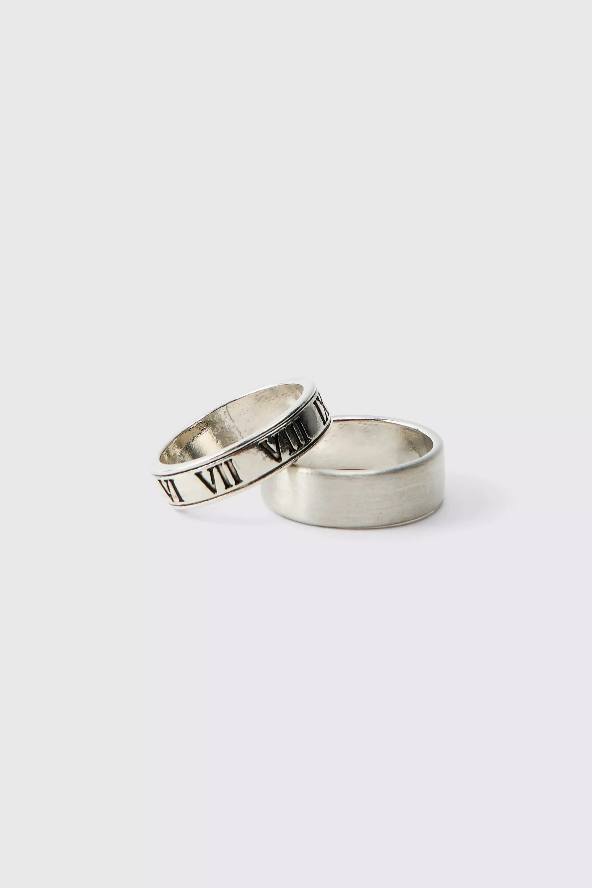 Silver 2 Pack Roman Lettering Rings alternative image