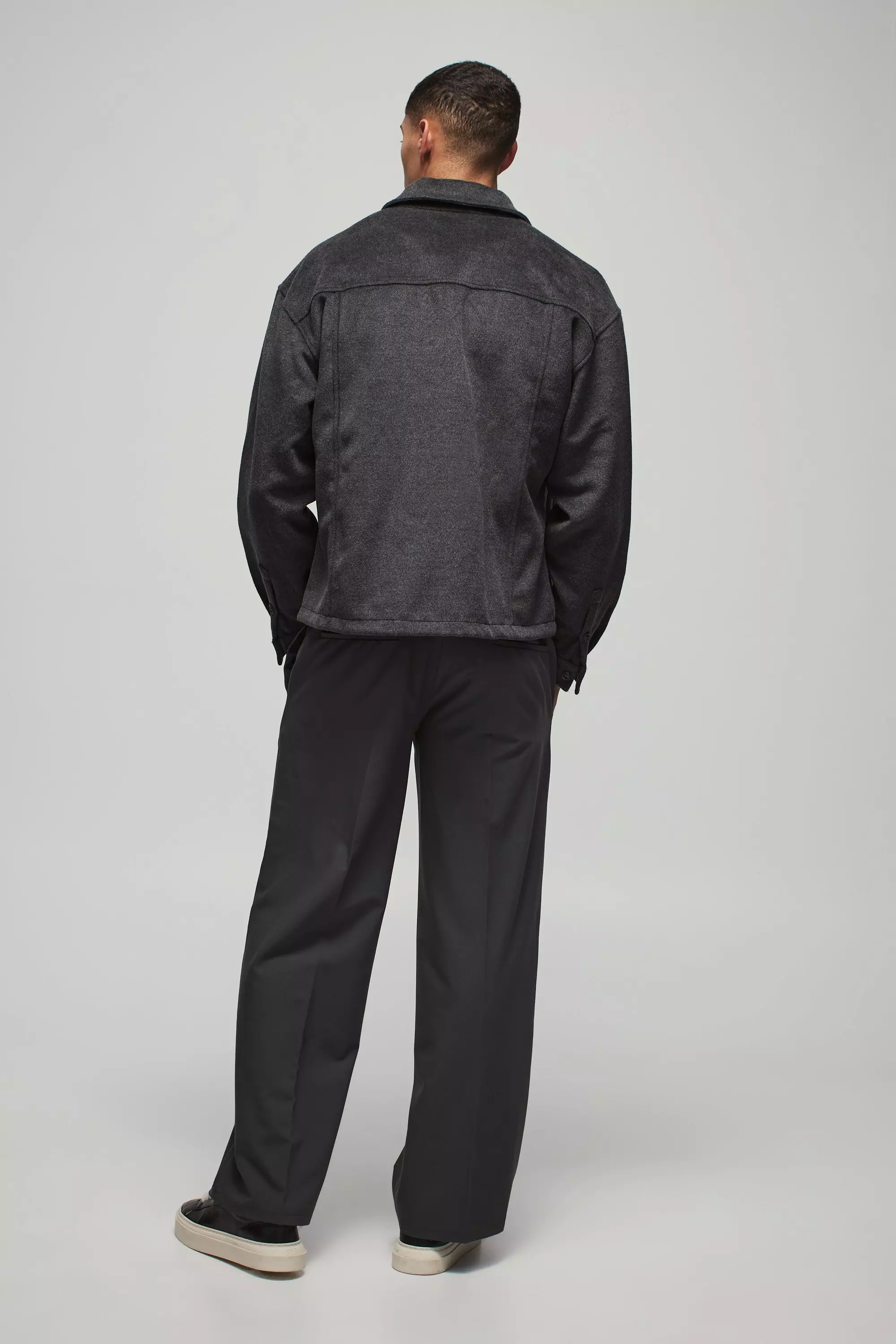 Black Double Waistband Wide Leg Trousers alternative image