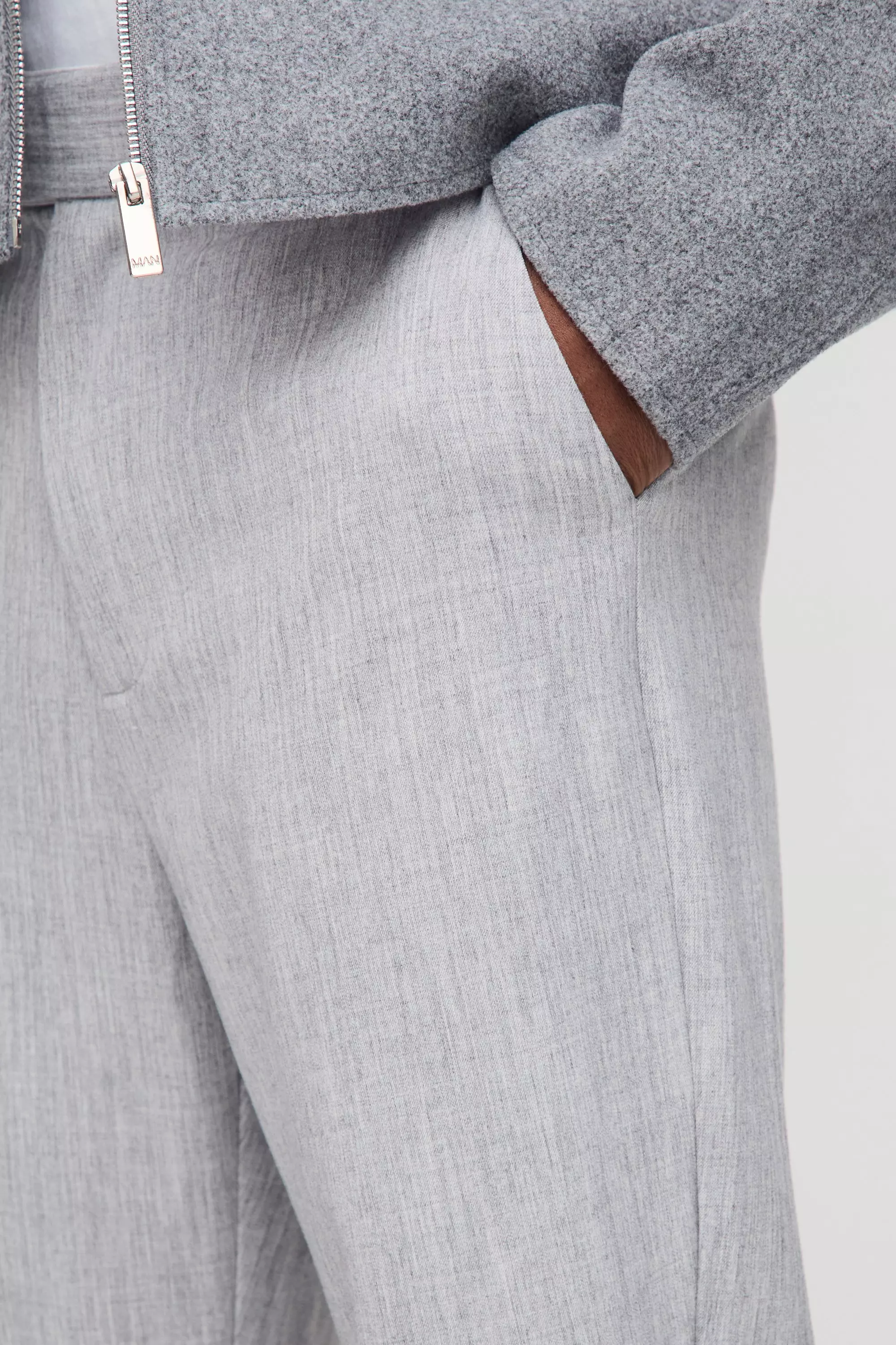 Pantaloni Affusolati Effetto Spazzolato, Light grey immagine alternativa