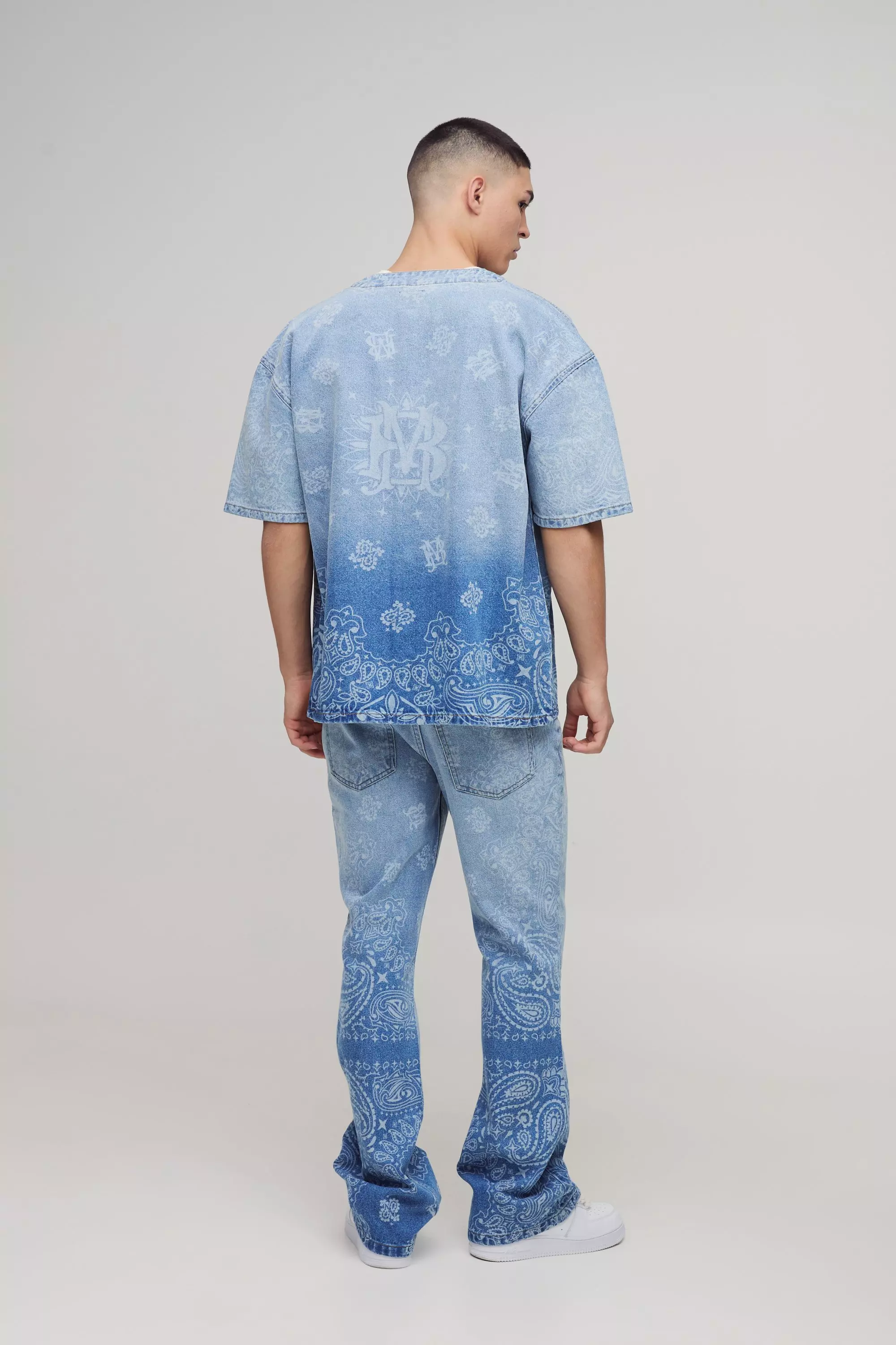 Jean flare à imprimé bandana, Light blue autre image
