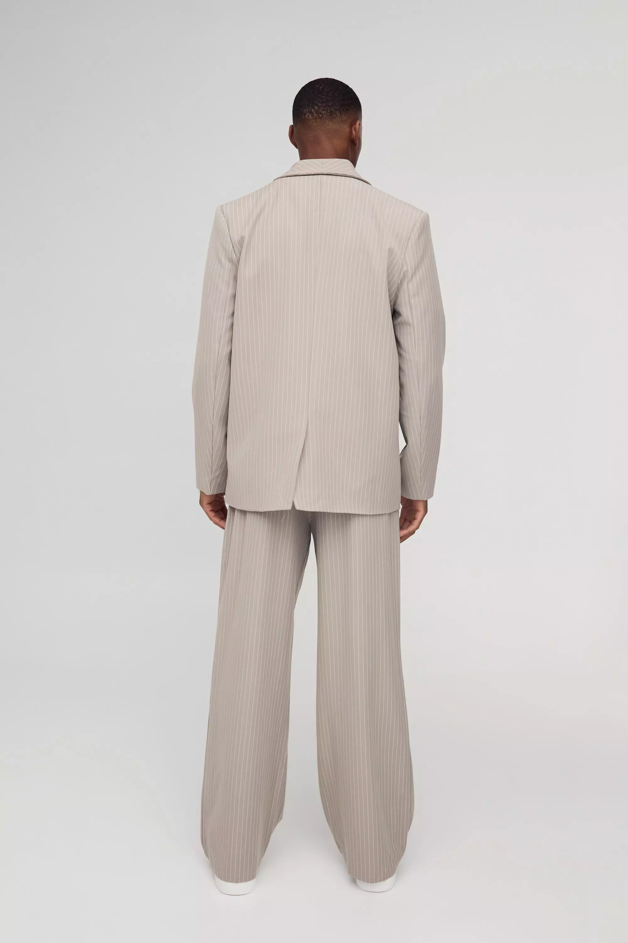 Blazer asymétrique à rayures fines, Stone autre image