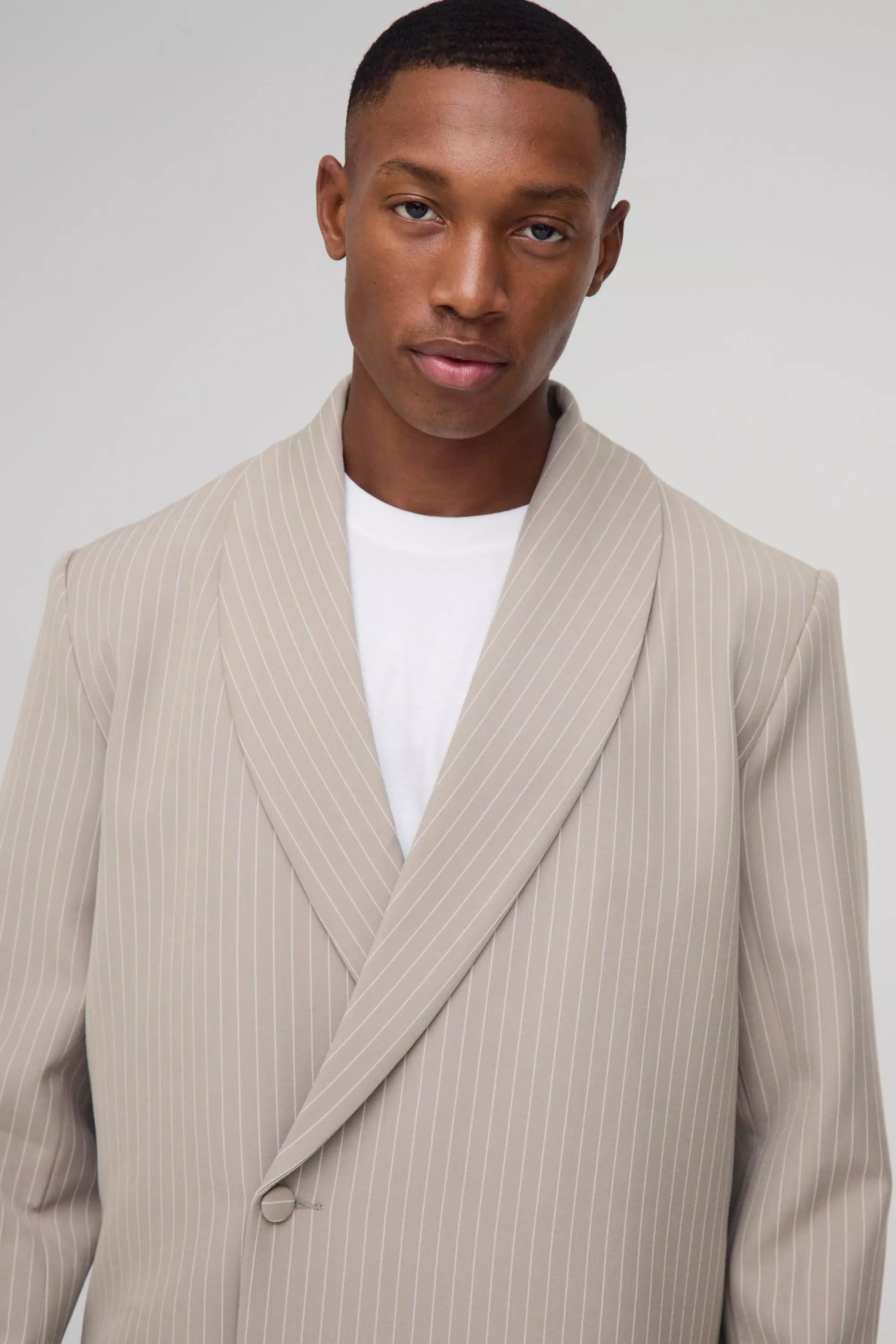 Blazer asymétrique à rayures fines, Stone autre image