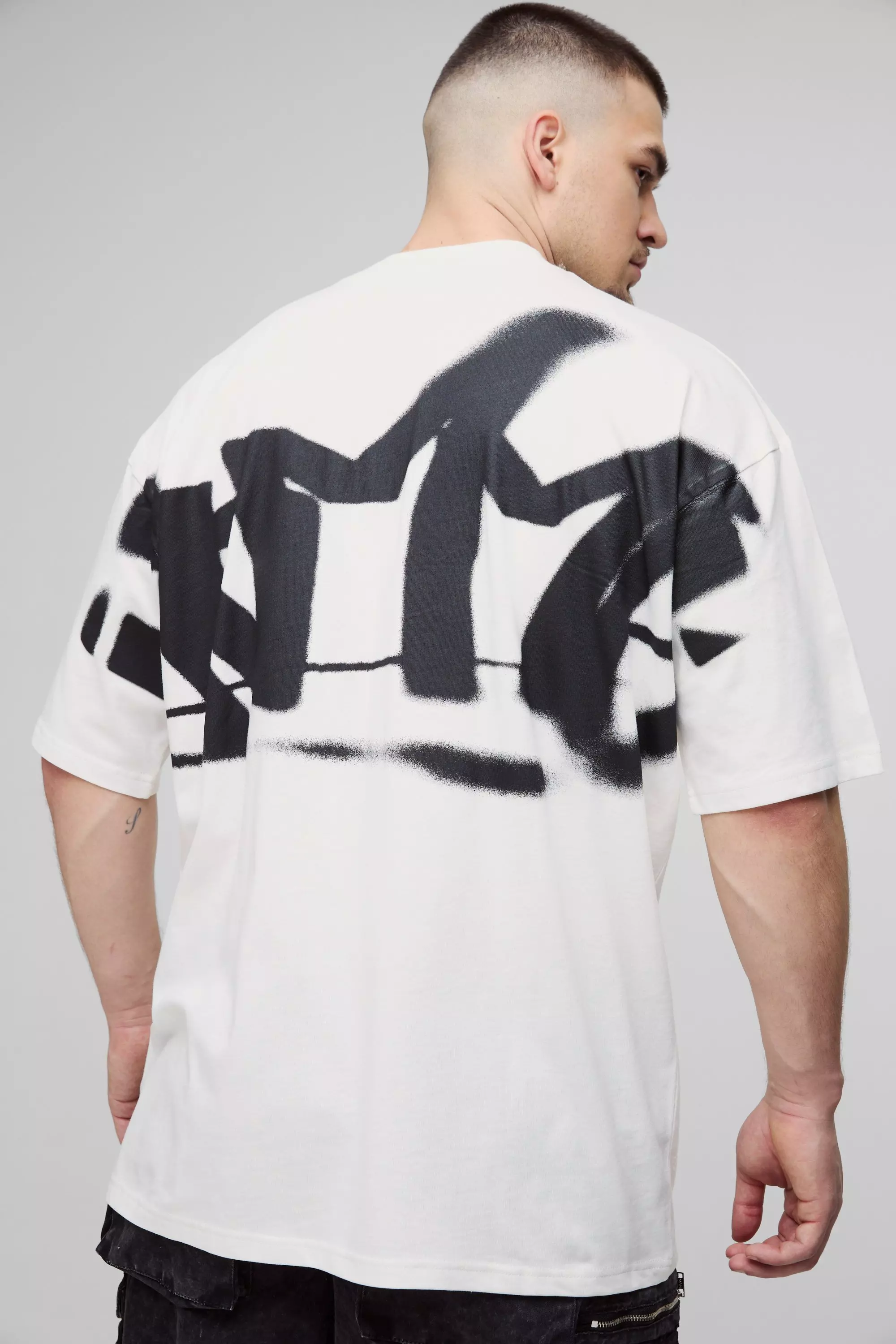 White Tall Oversized Homme Graffiti T-Shirt alternatieve afbeelding