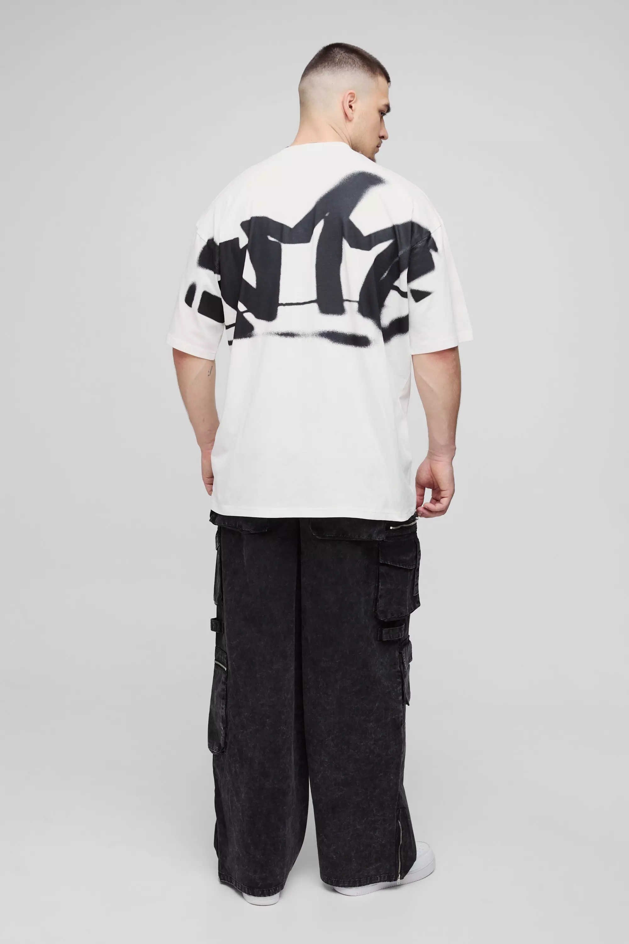 White Tall Oversized Homme Graffiti T-Shirt alternatieve afbeelding