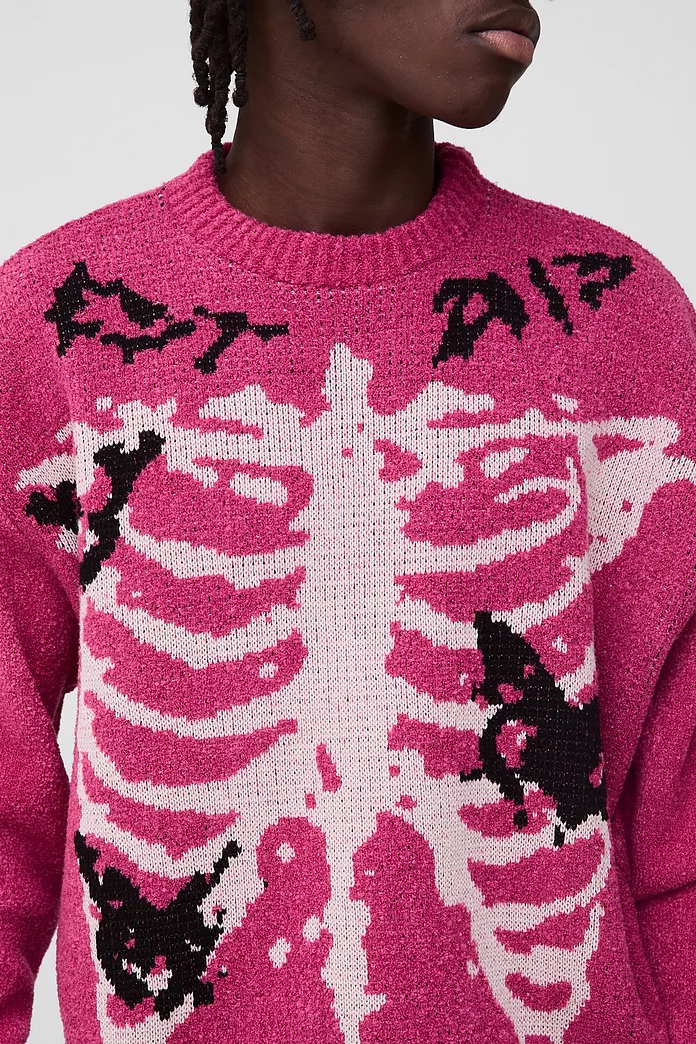 Oversized Boxy Official Skeleton Boucle Knitted Sweater | boohooMAN USA Oversized Boxy Official Skeleton Boucle Knitted Sweater | boohooMAN USA
