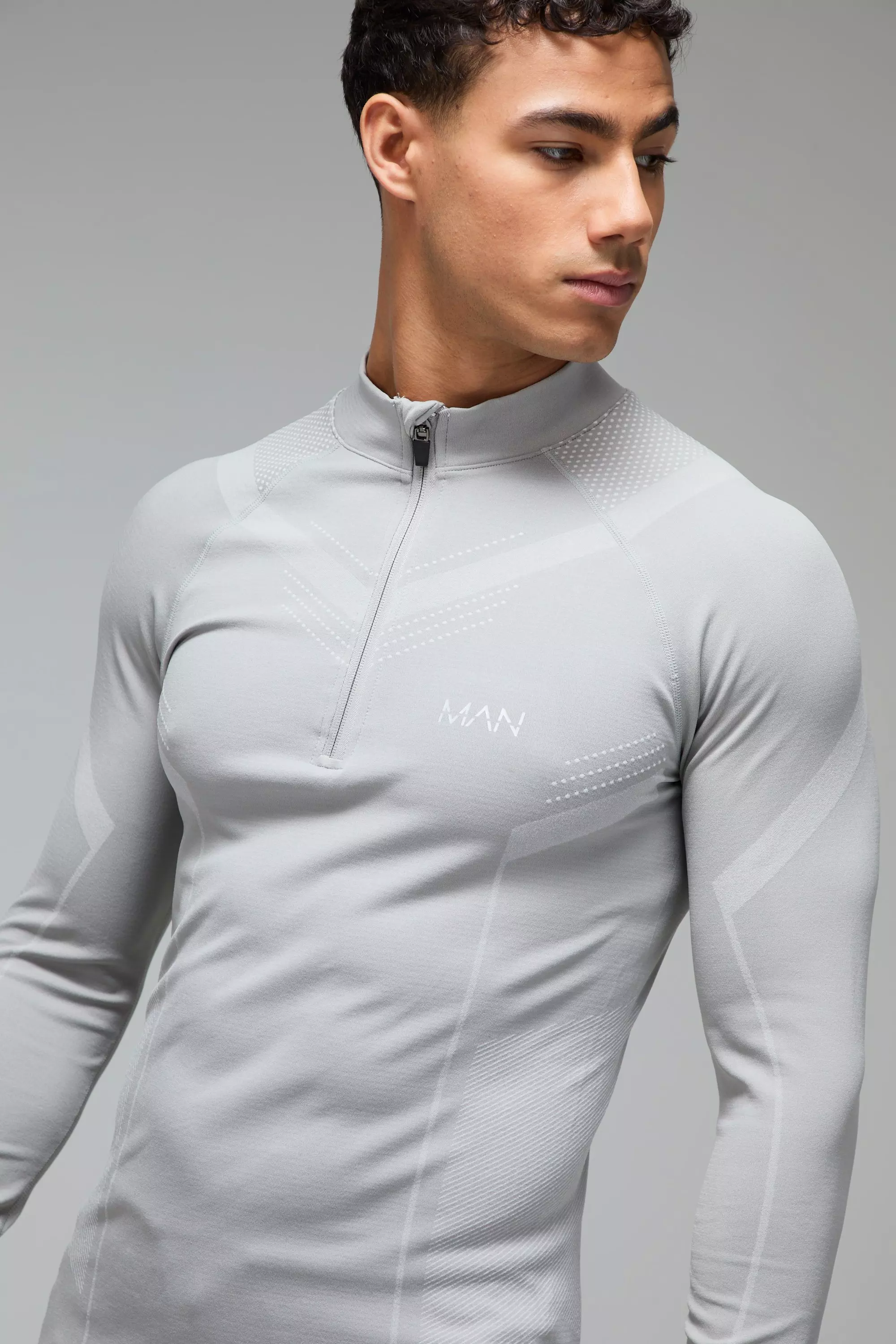 Grey Man Active Seamless Muscle Fit 1/4 Zip Top alternative image