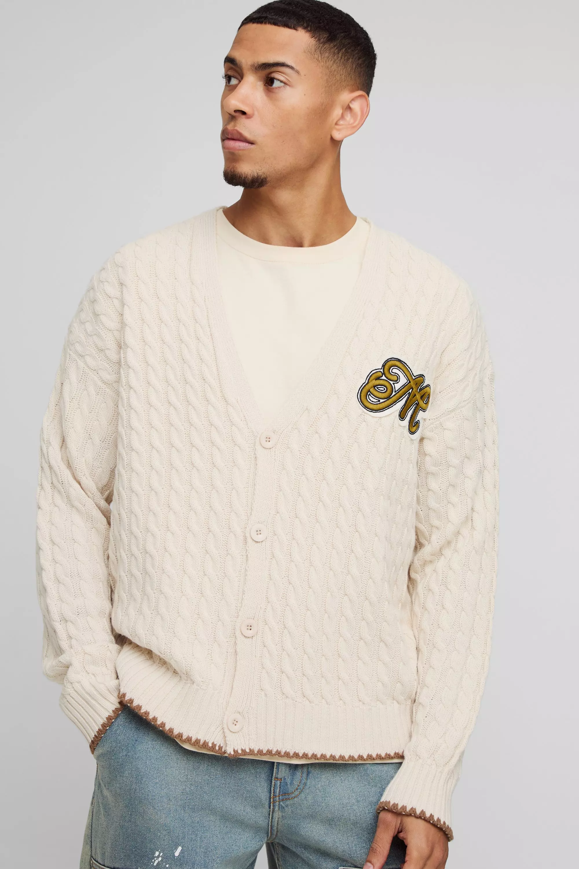 Cardigan oversize universitaire, Ecru autre image