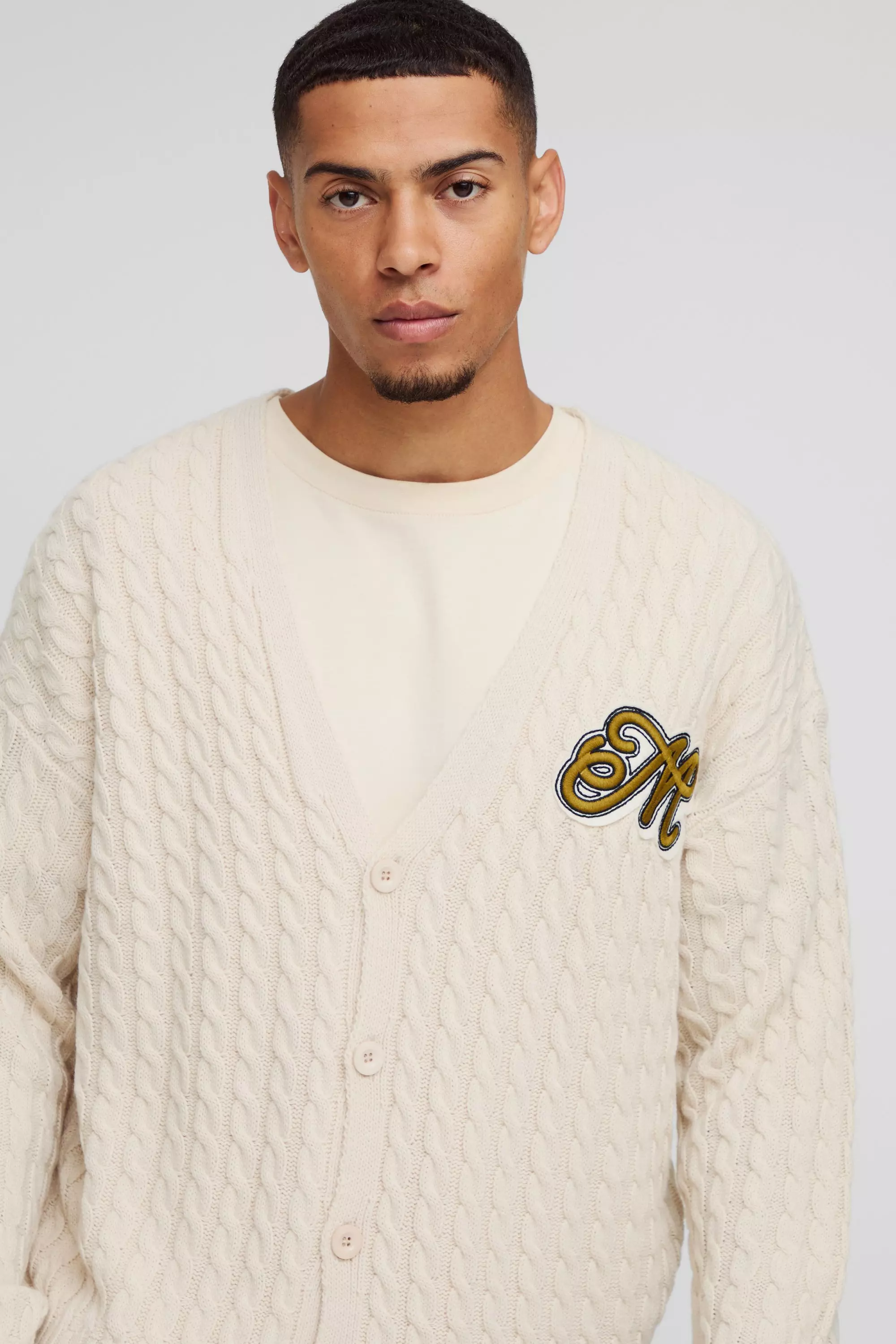 Cardigan oversize universitaire, Ecru autre image