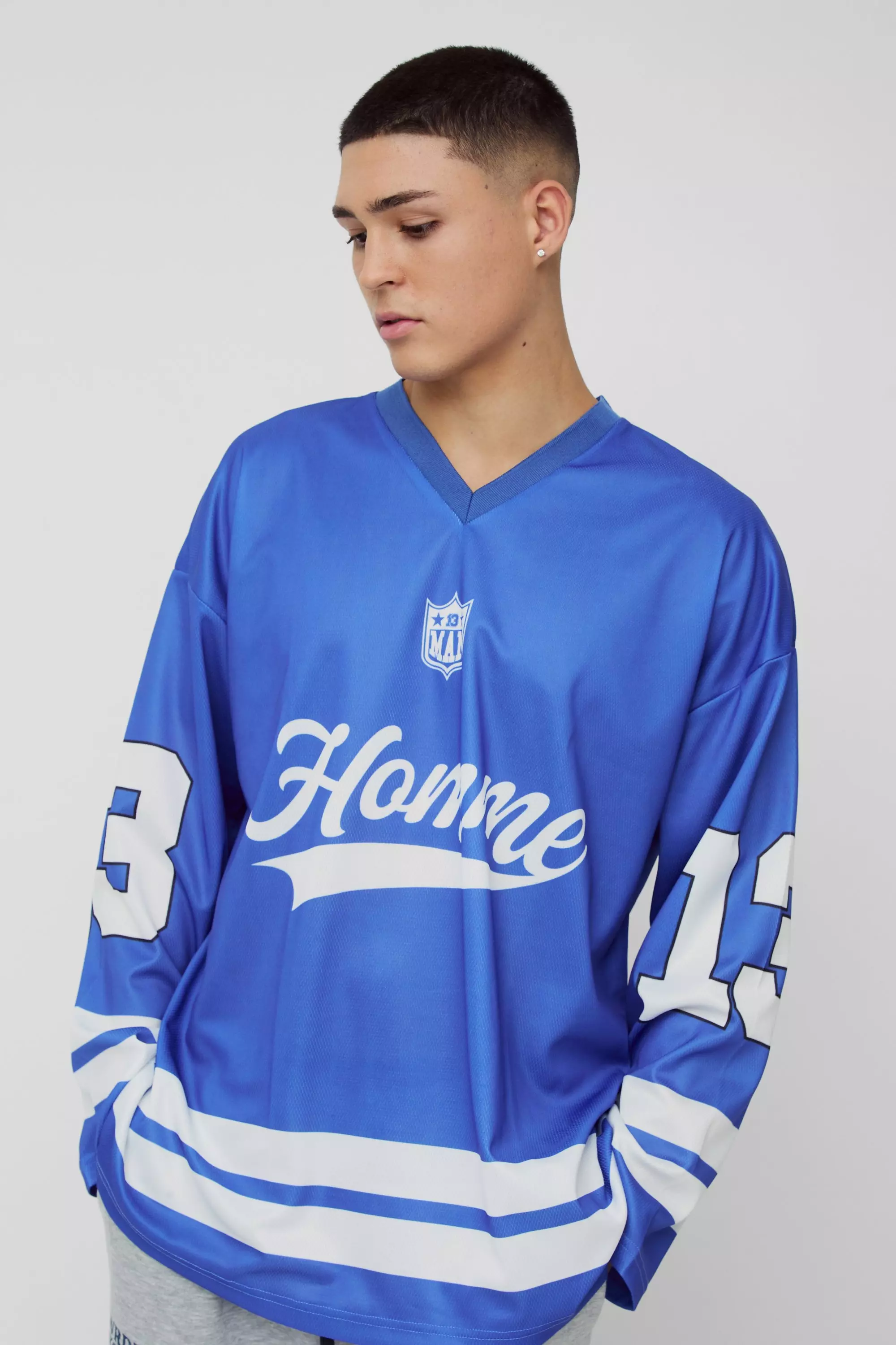 Oversized Homme Mesh Hockey Top Cobalt