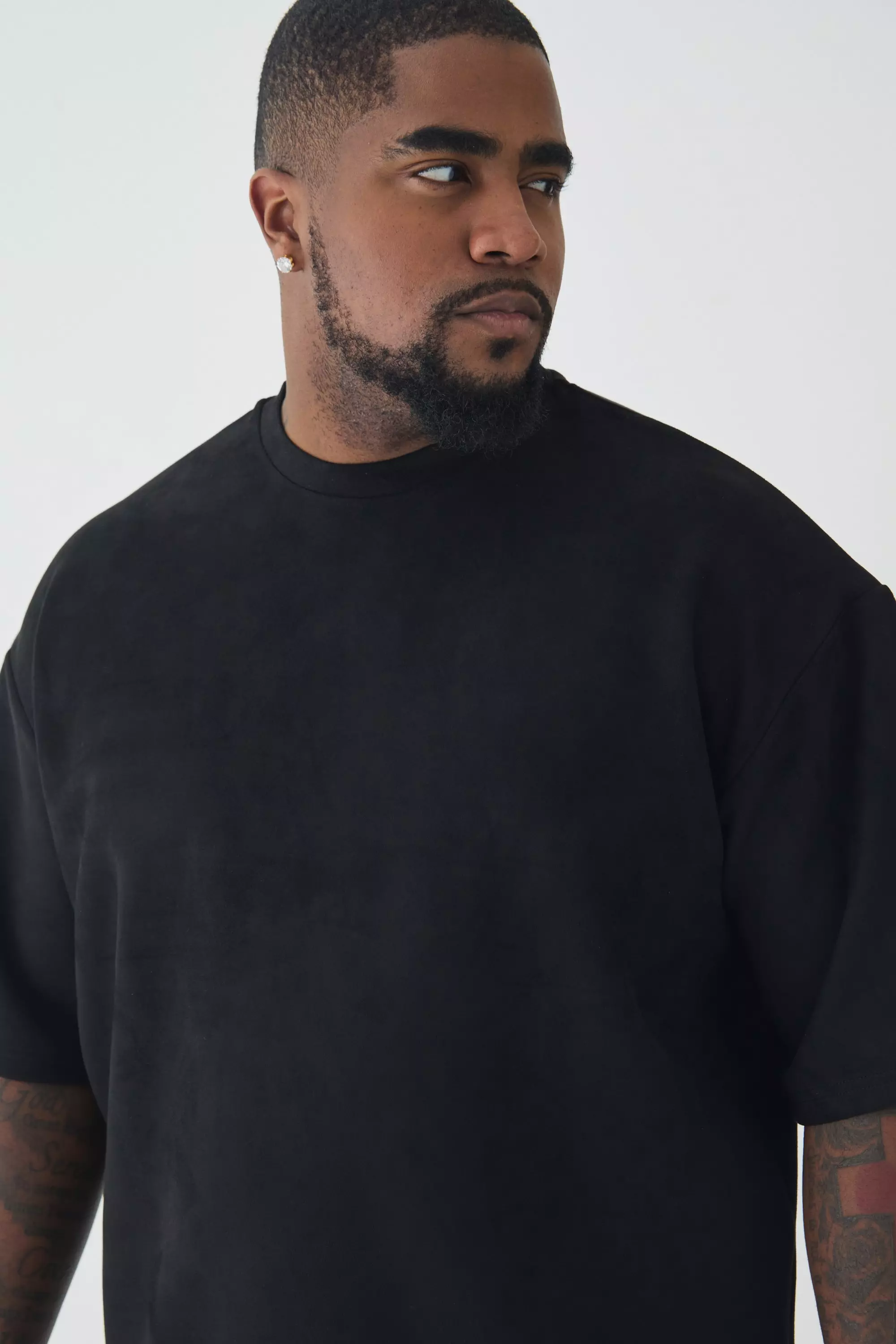 Black Tall Oversized Boxy Faux Suede T-Shirt alternative image