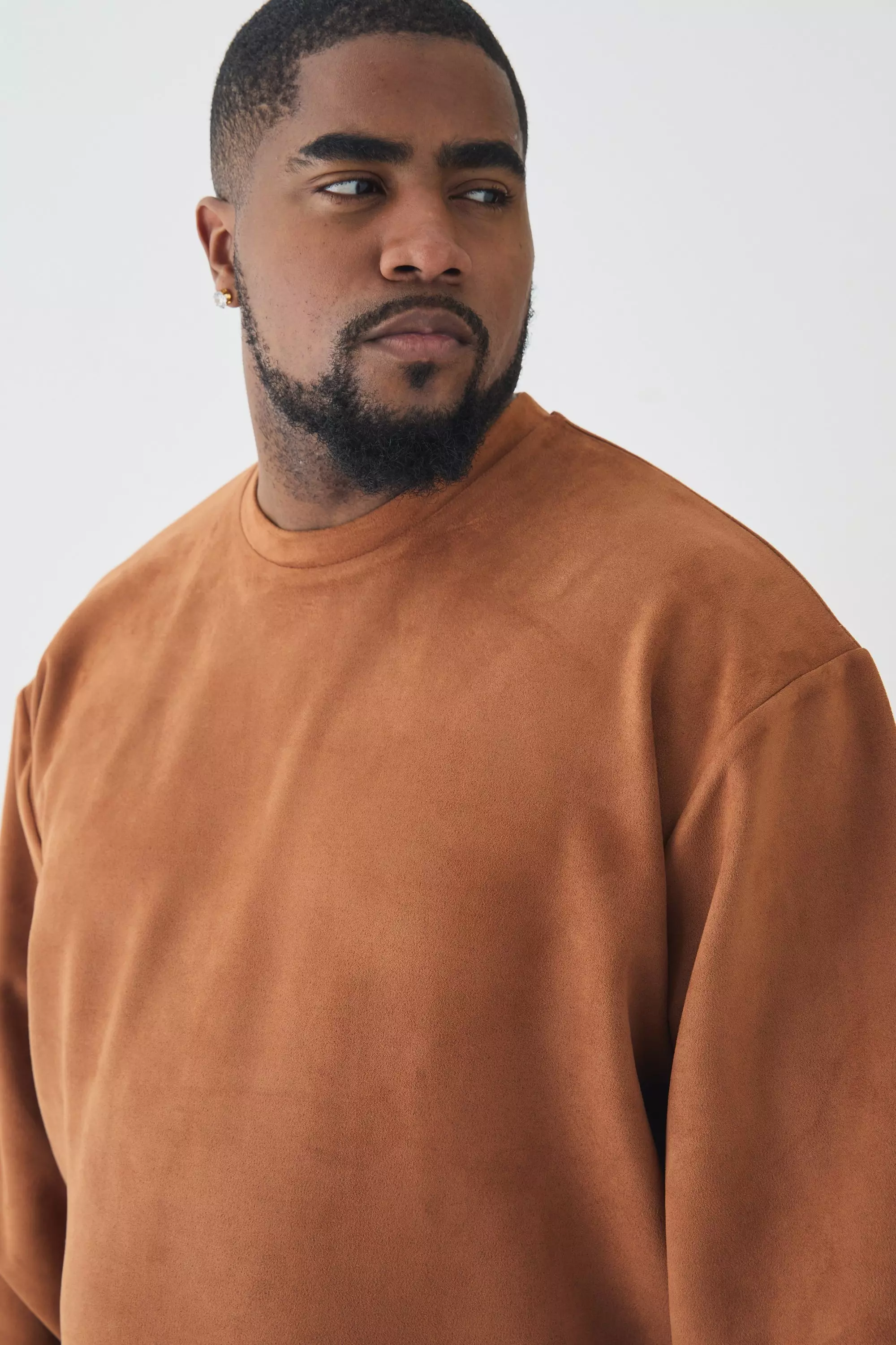 Rust Tall Oversized Boxy Nep Suède Trui alternatieve afbeelding