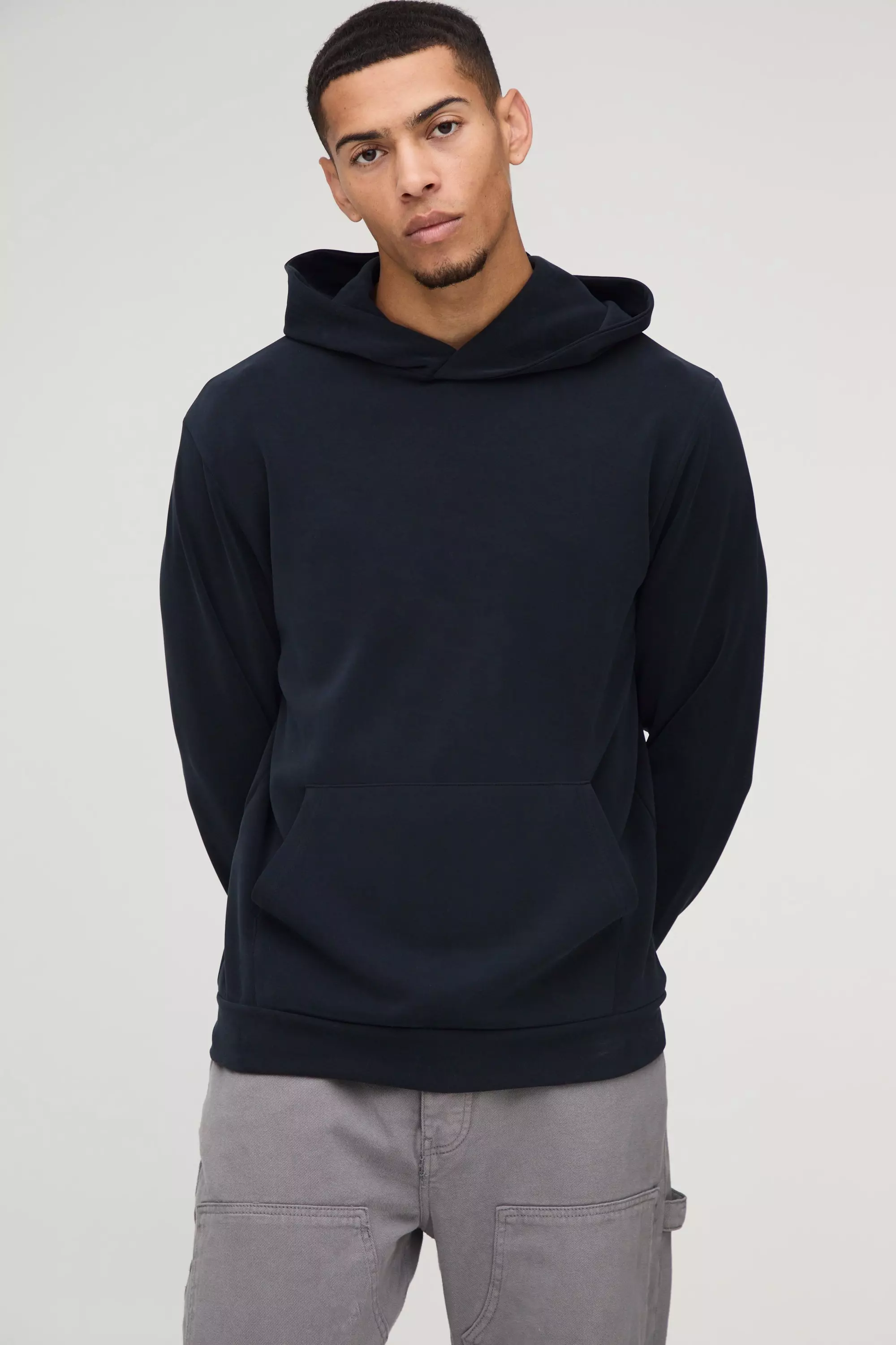 Slim Fit Soft Peached Hoodie Black