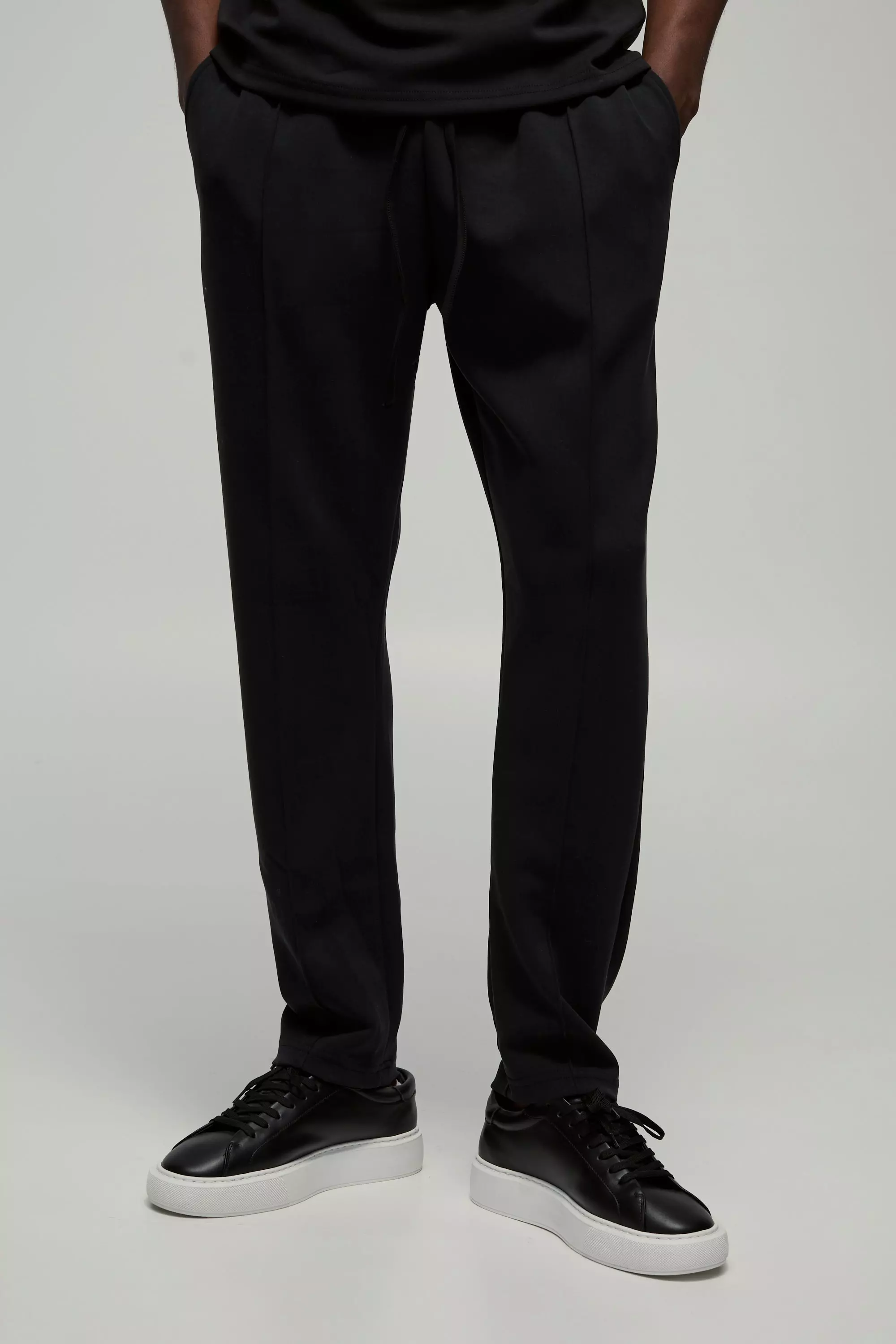 Black Slim Fit Soft Peached Pintuck Joggers alternative image