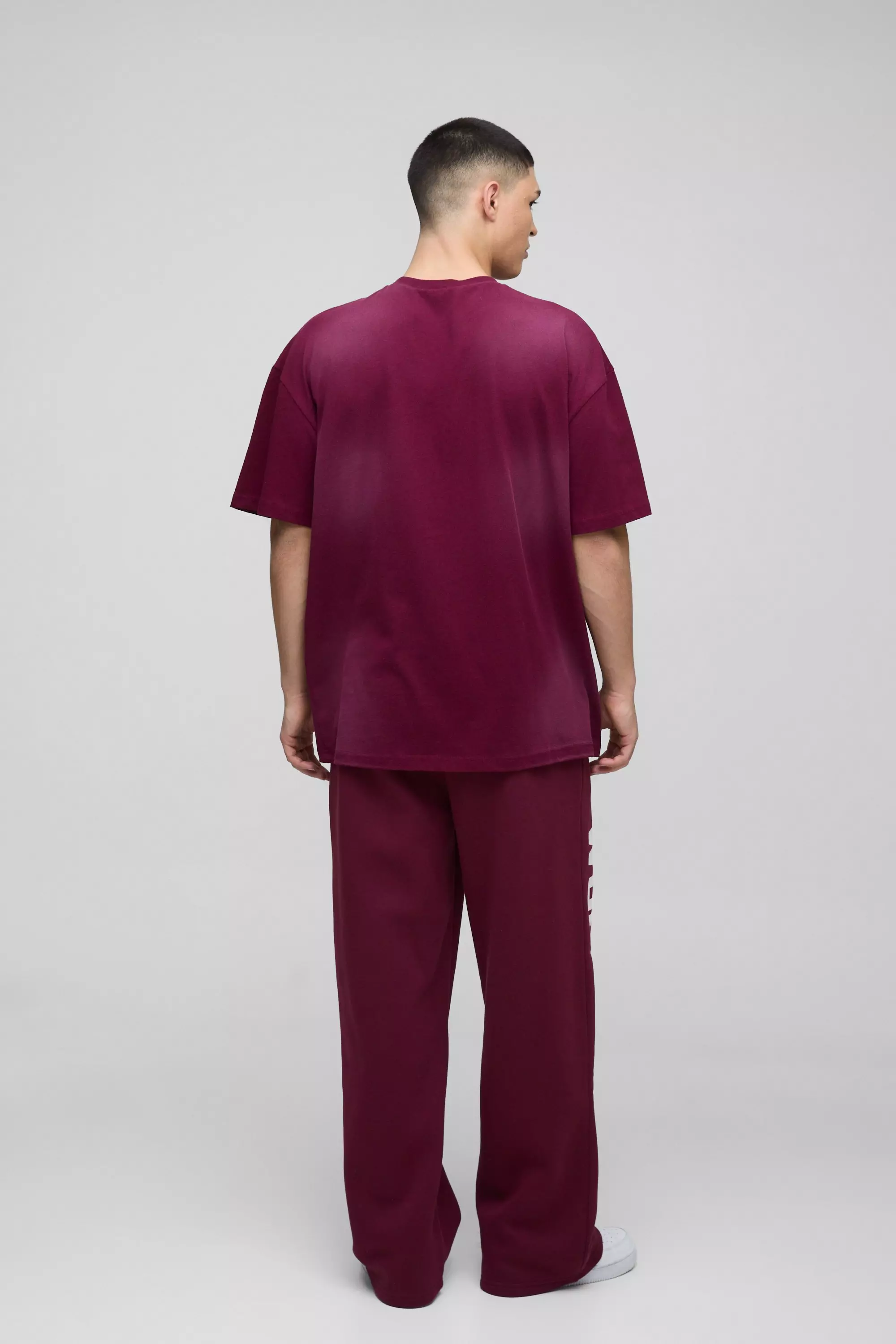 T-Shirt Oversize In Lavaggio Spray, Burgundy immagine alternativa