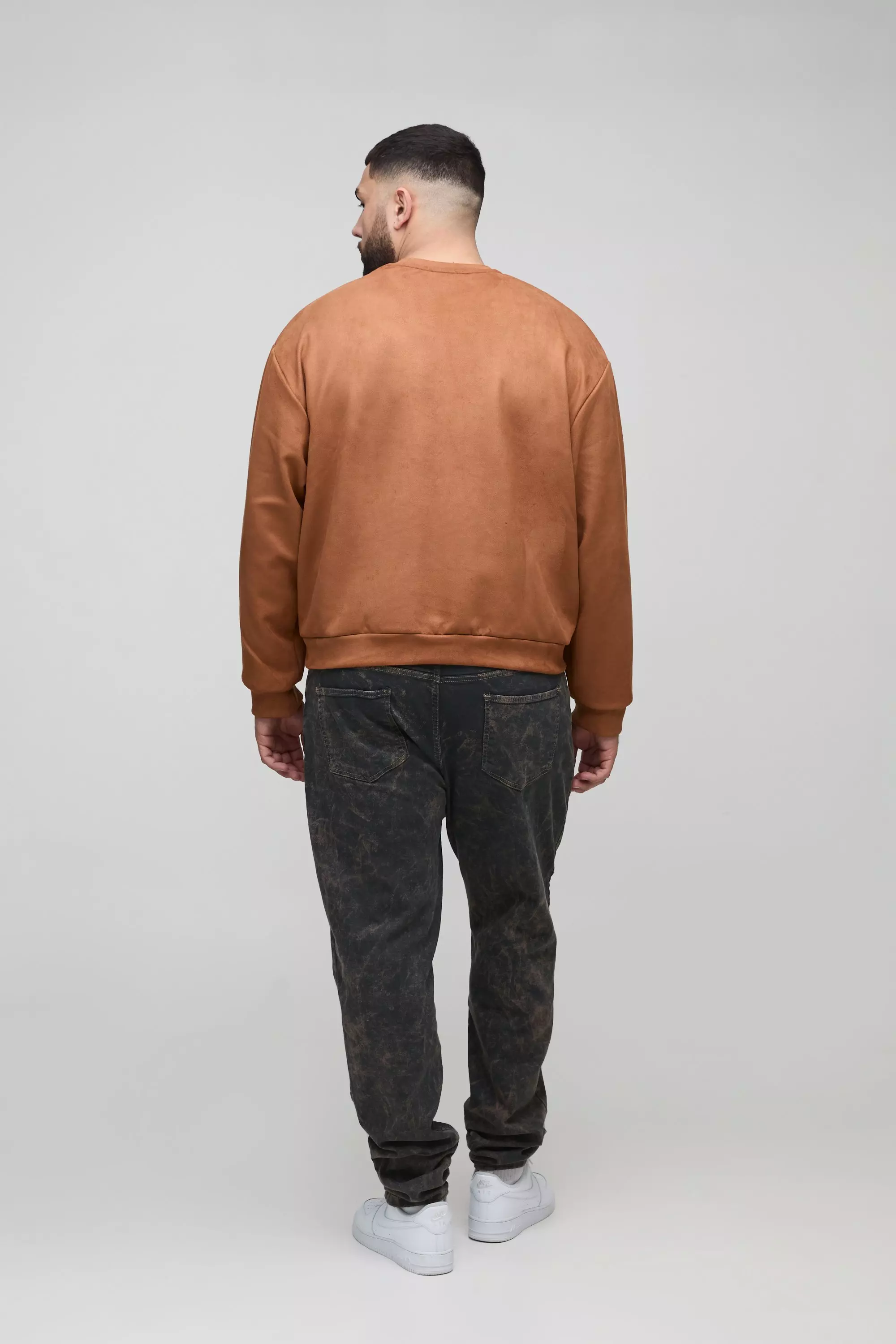Rust Plus Oversized Boxy Faux Suede Sweatshirt alternative image