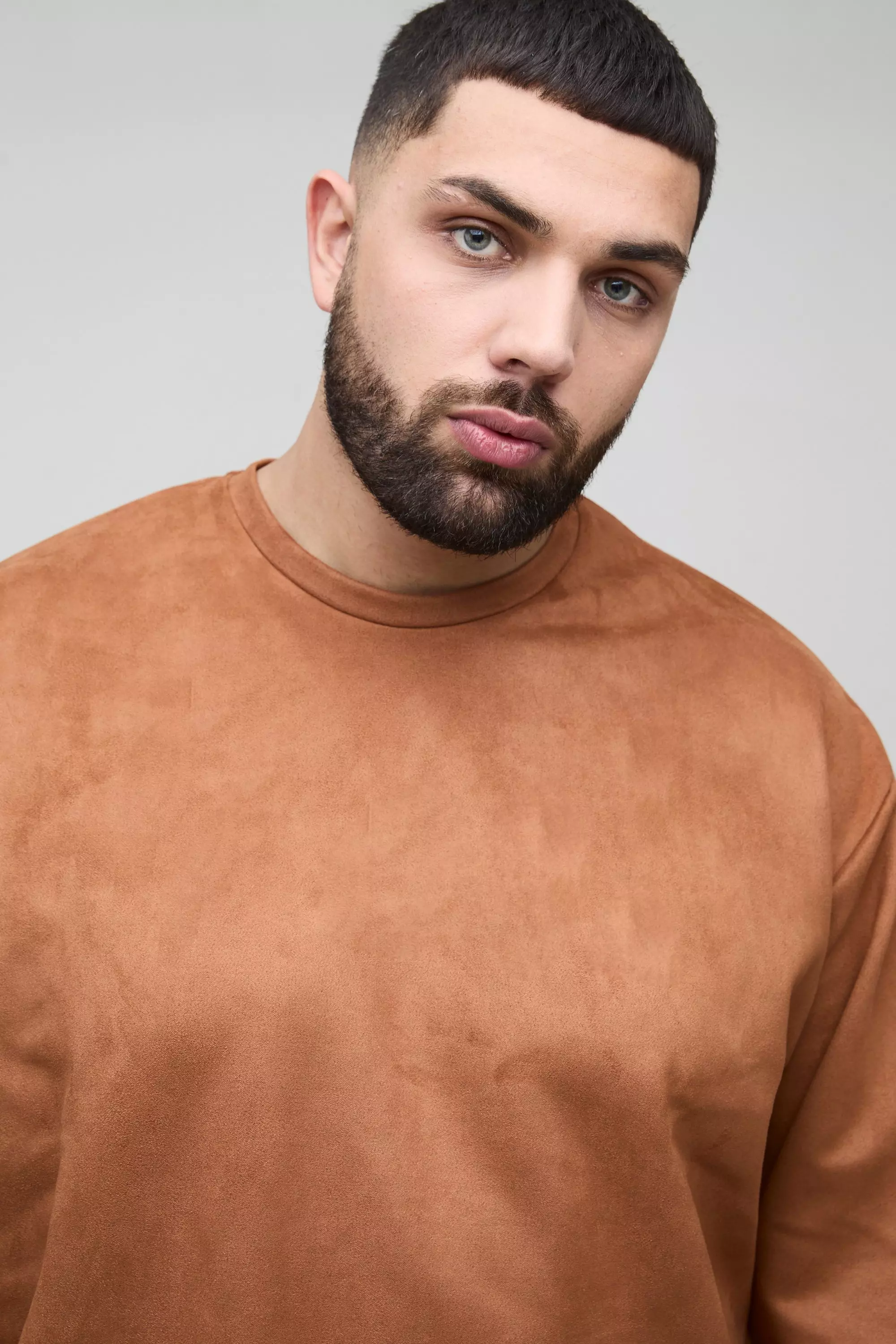 Rust Plus Oversized Boxy Faux Suede Sweatshirt alternative image