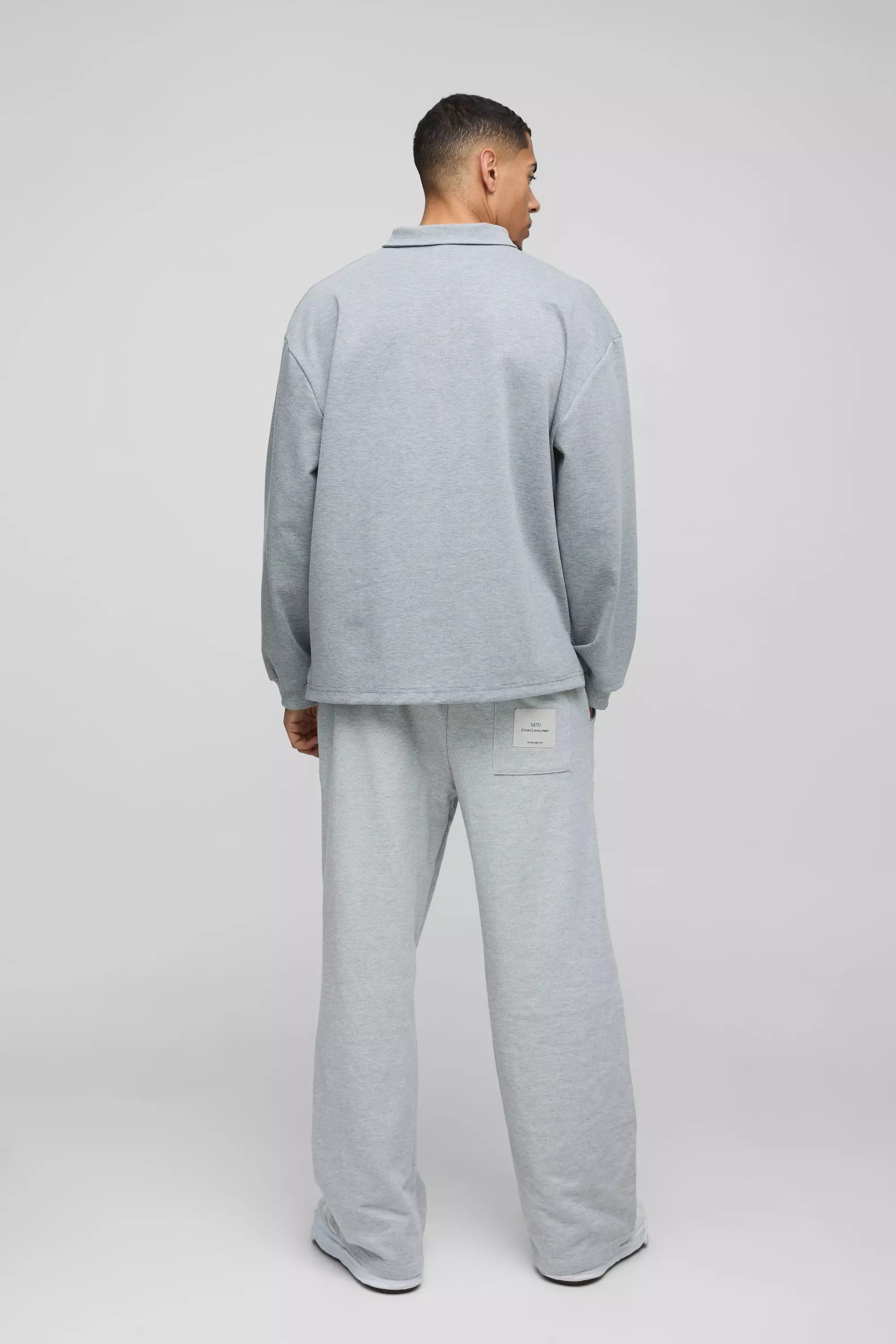 Polo de rugby oversize à col zippé et écussons, Grey autre image