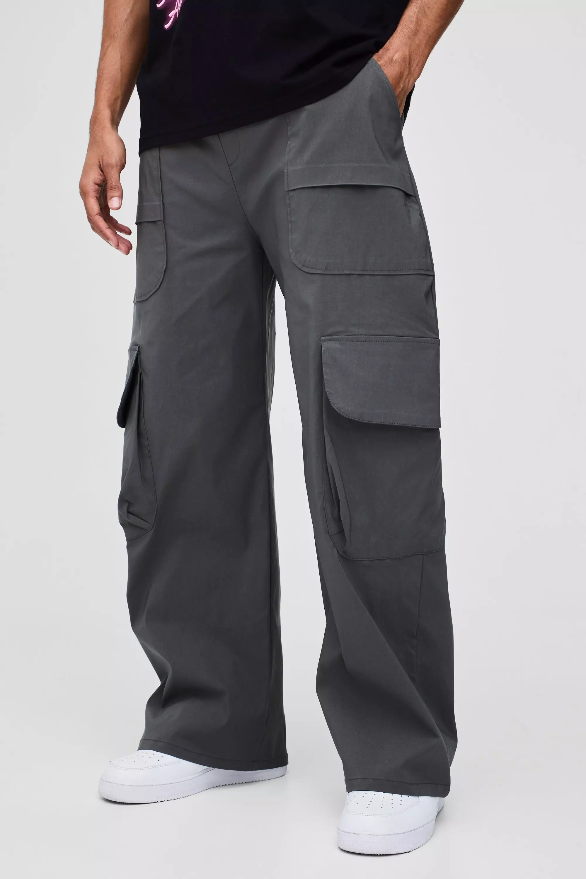Pantaloni Cargo Parachute In Bengalina, Taupe immagine alternativa