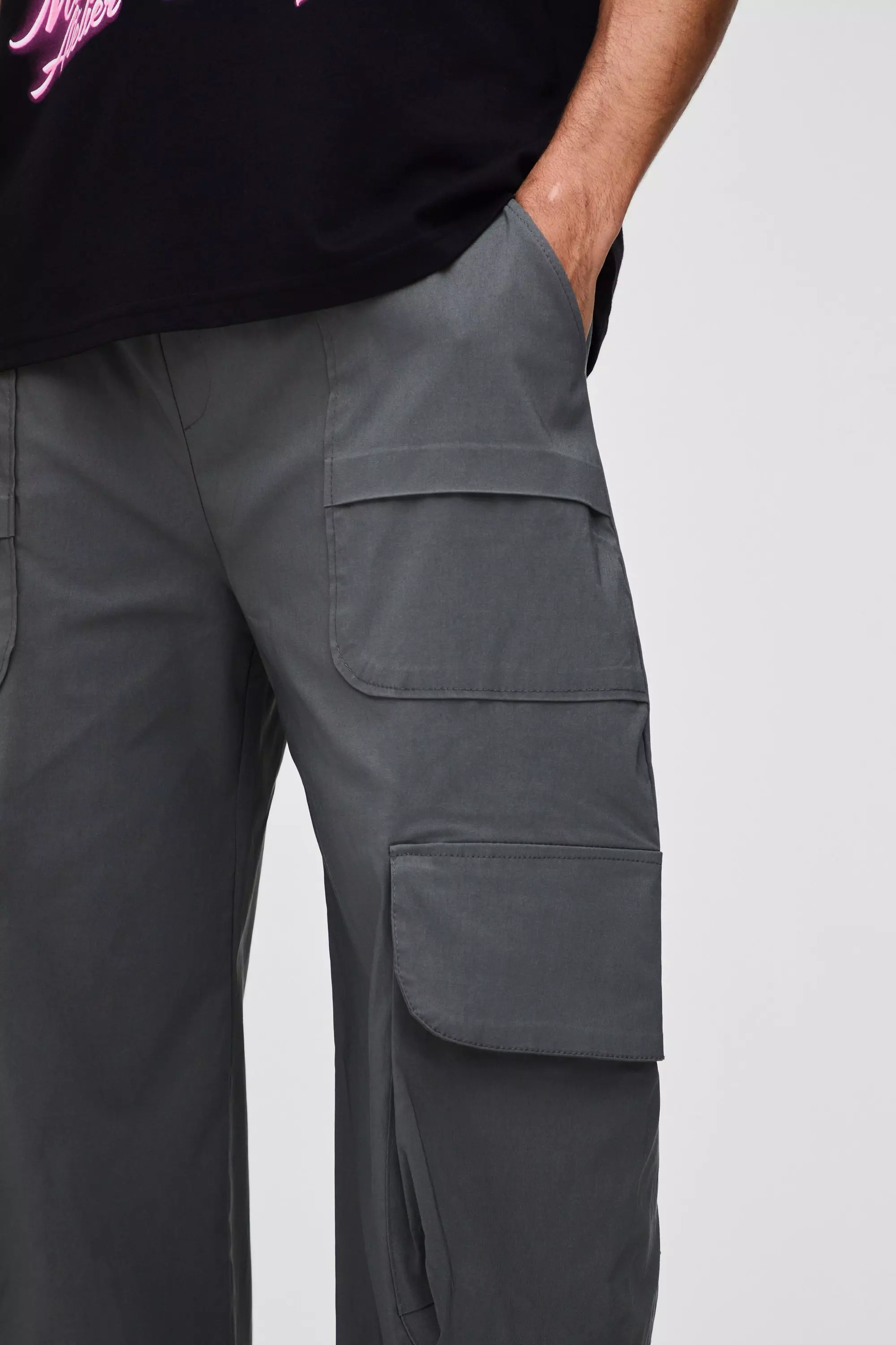Pantaloni Cargo Parachute In Bengalina, Taupe immagine alternativa