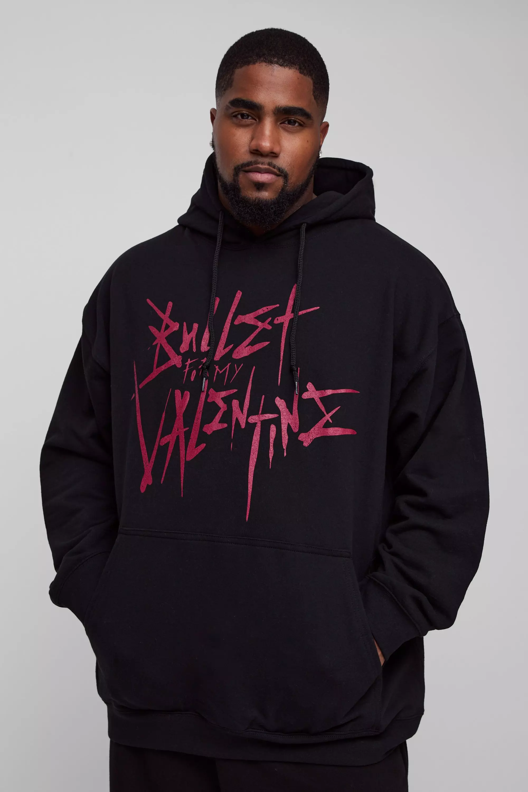 Black Plus Oversized Bullet For My Valentine License Print Hoodie