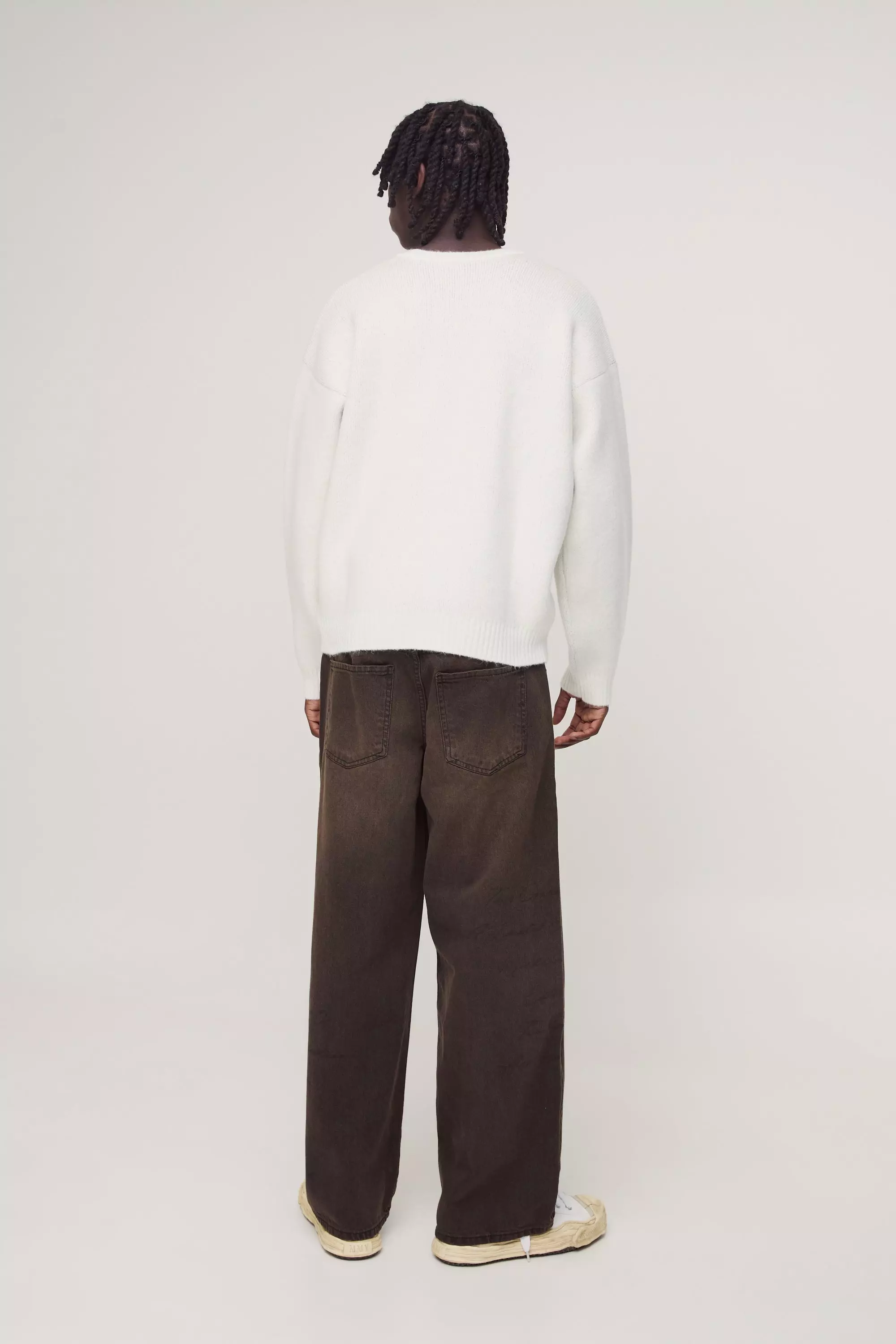 Pull oversize imprimé en maille, Ecru autre image