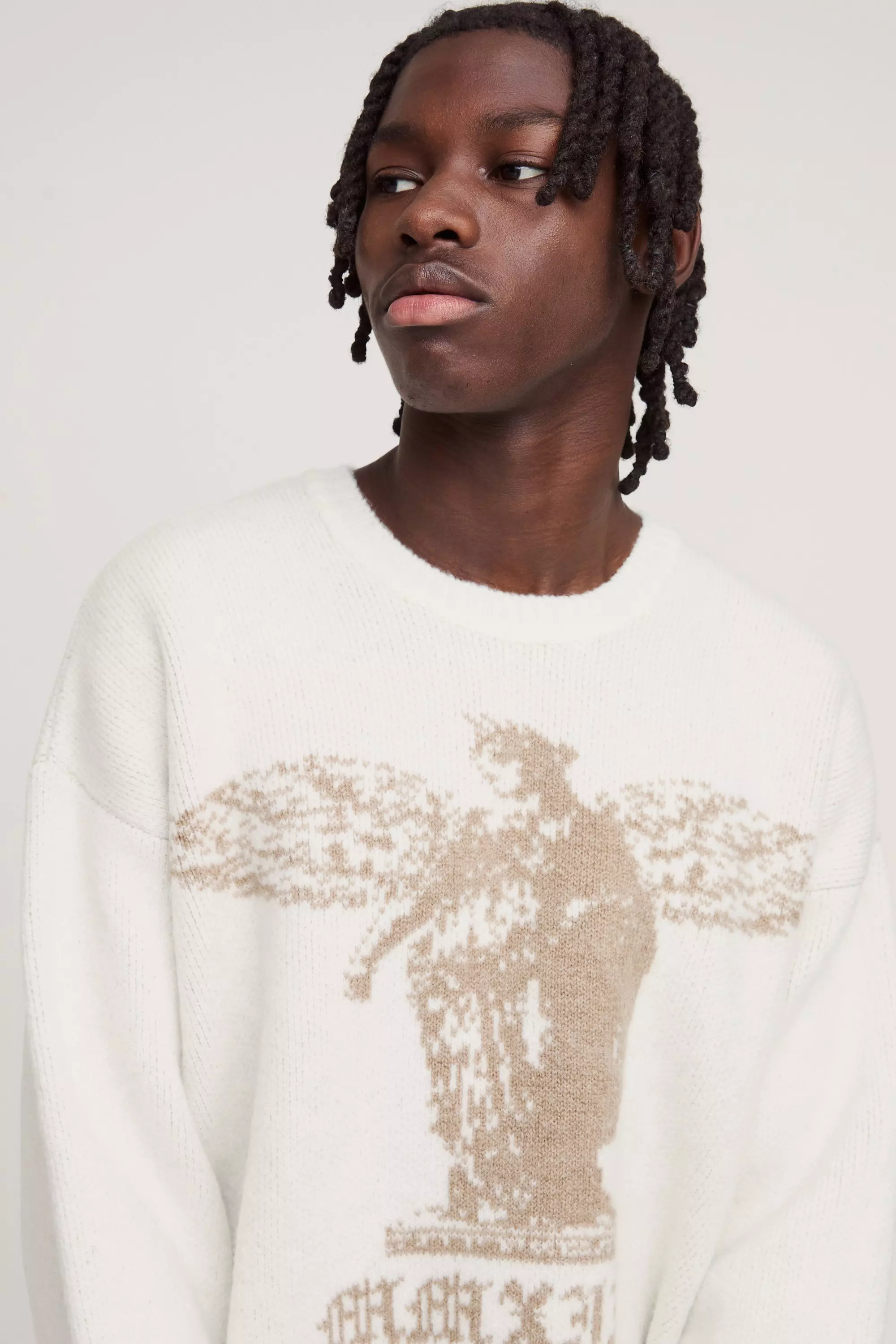 Pull oversize imprimé en maille, Ecru autre image