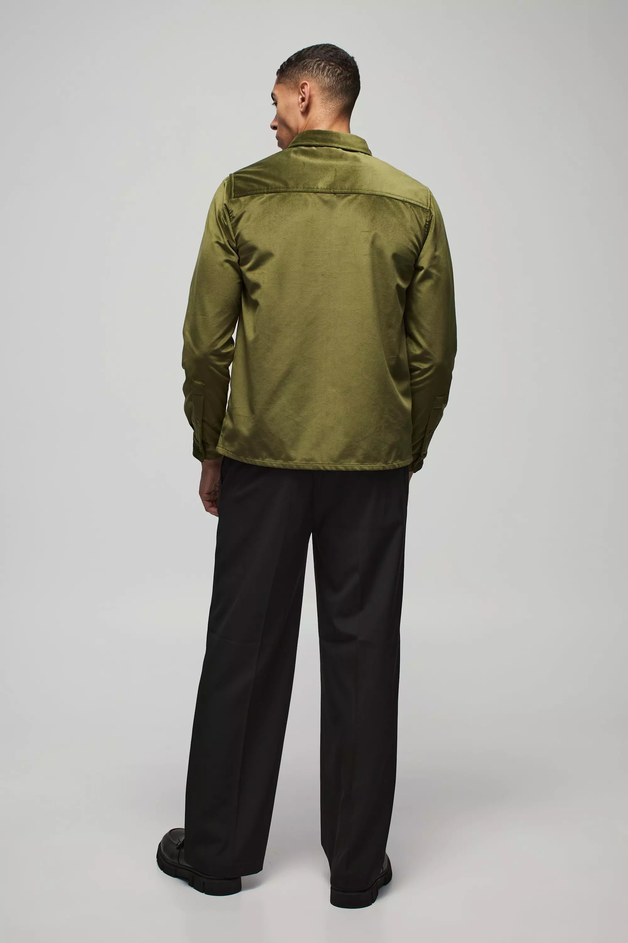 Khaki Regular Long Sleeve Velour Shirt alternative image