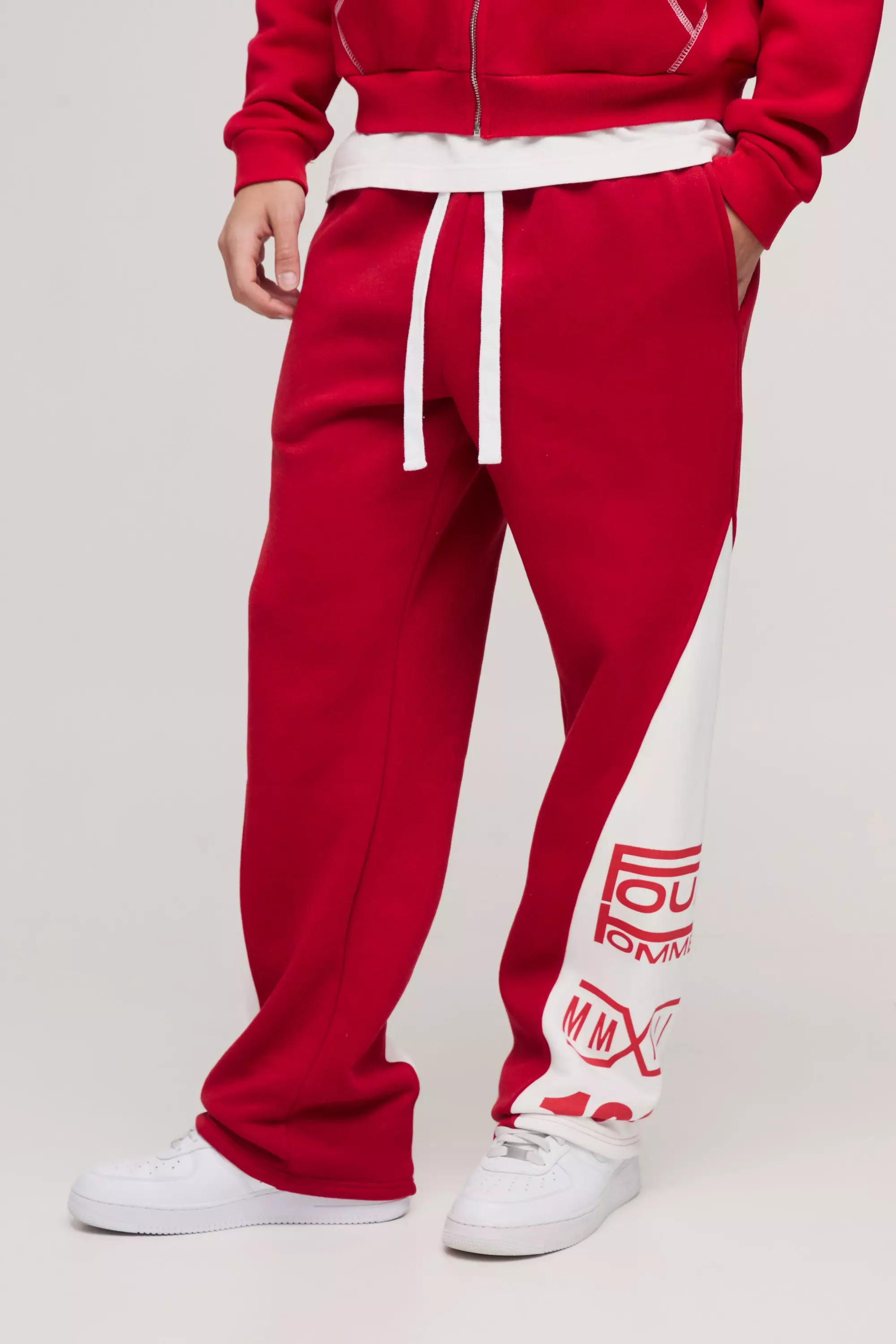 Wide Leg High Gusset Star Sweatpants Red